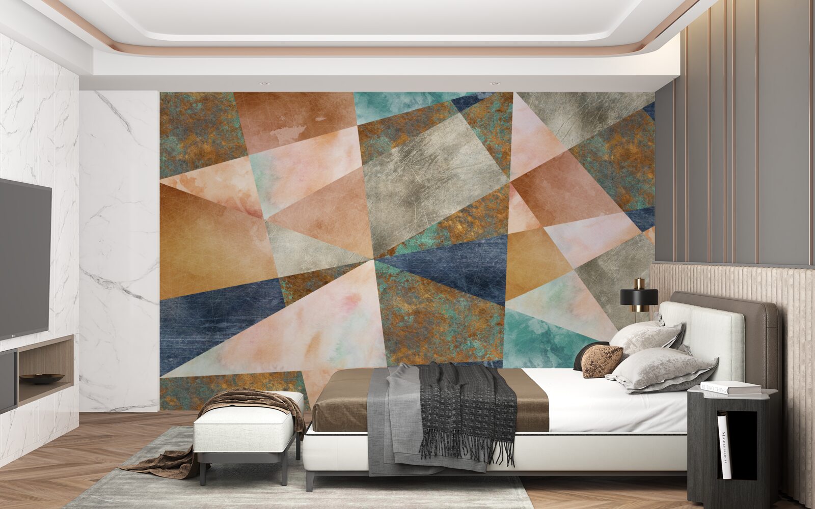 Фотошпалери геометричні фігури в різних кольорах