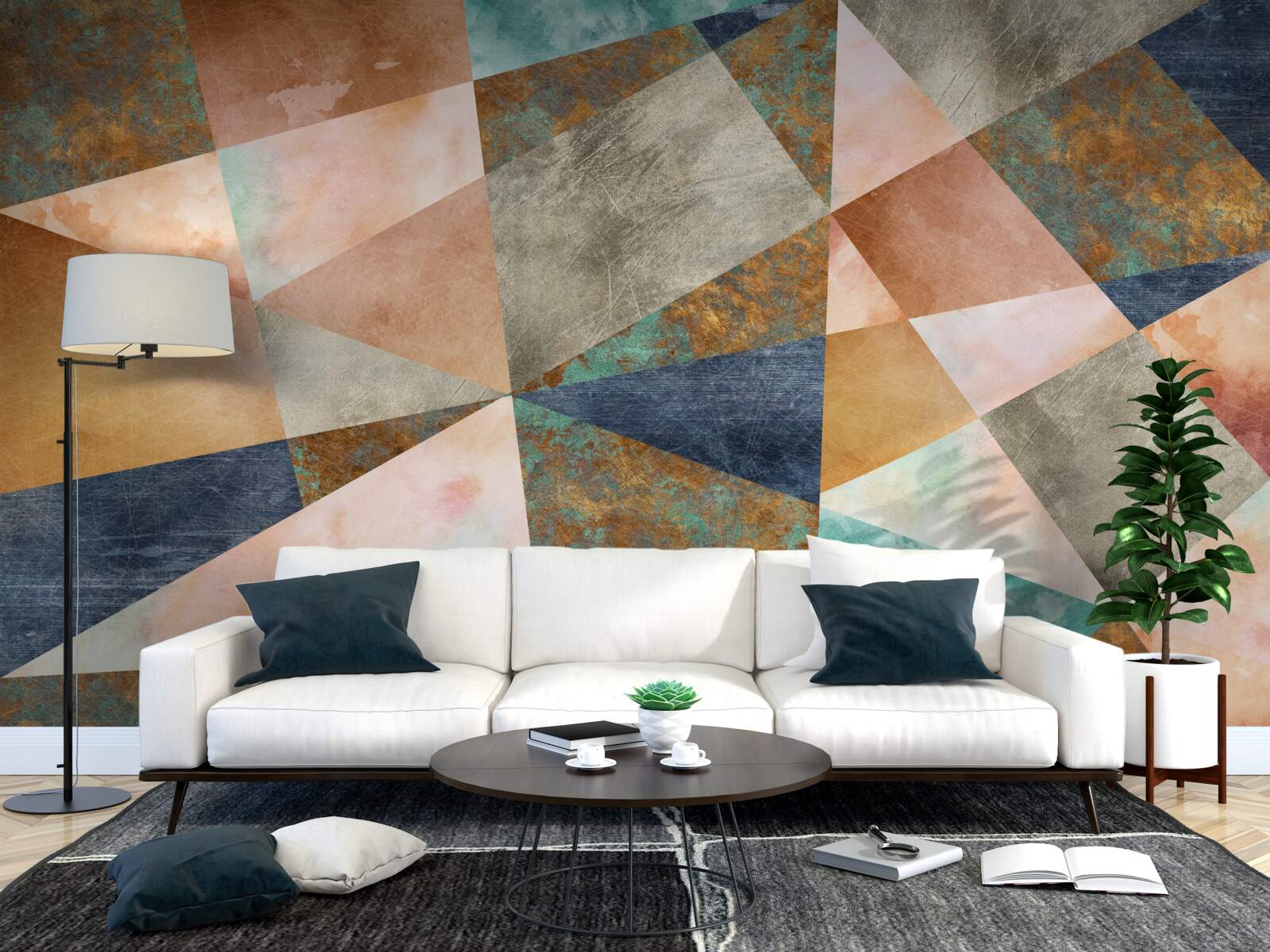 Фотошпалери геометричні фігури в різних кольорах