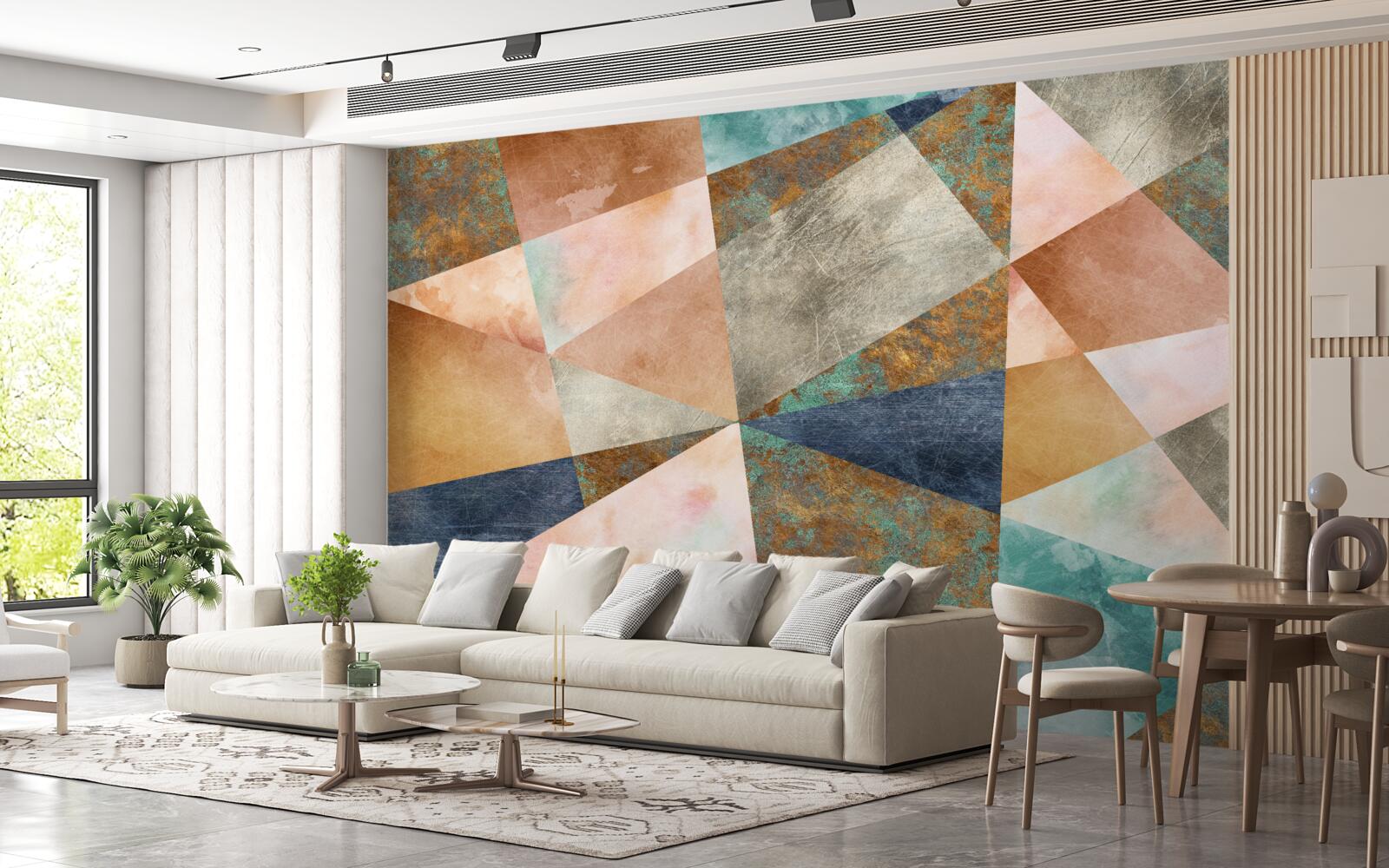 Фотошпалери геометричні фігури в різних кольорах