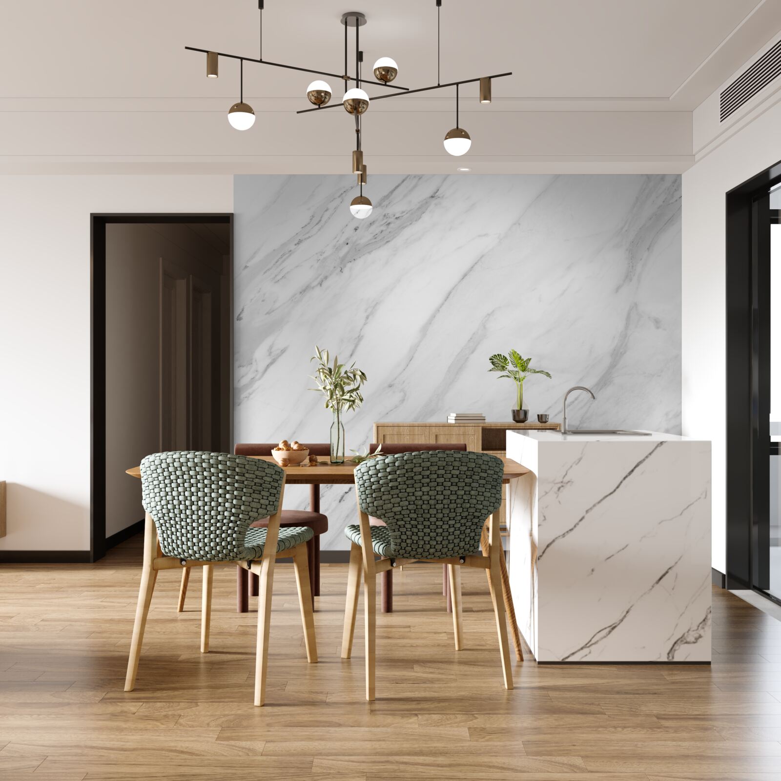 Фотошпалери сірий білий мармур