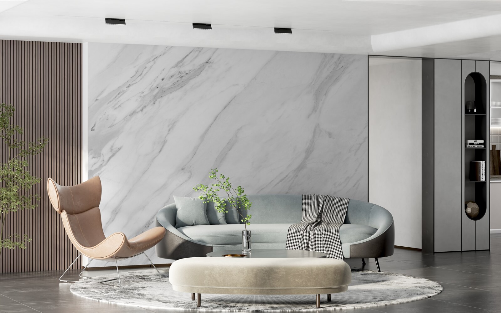 Фотошпалери сірий білий мармур