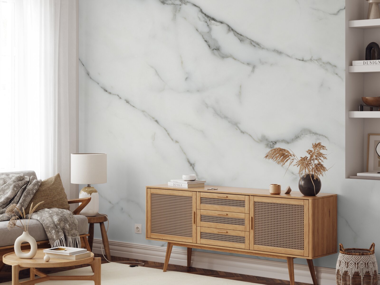 Фотошпалери білий мармуровий фон