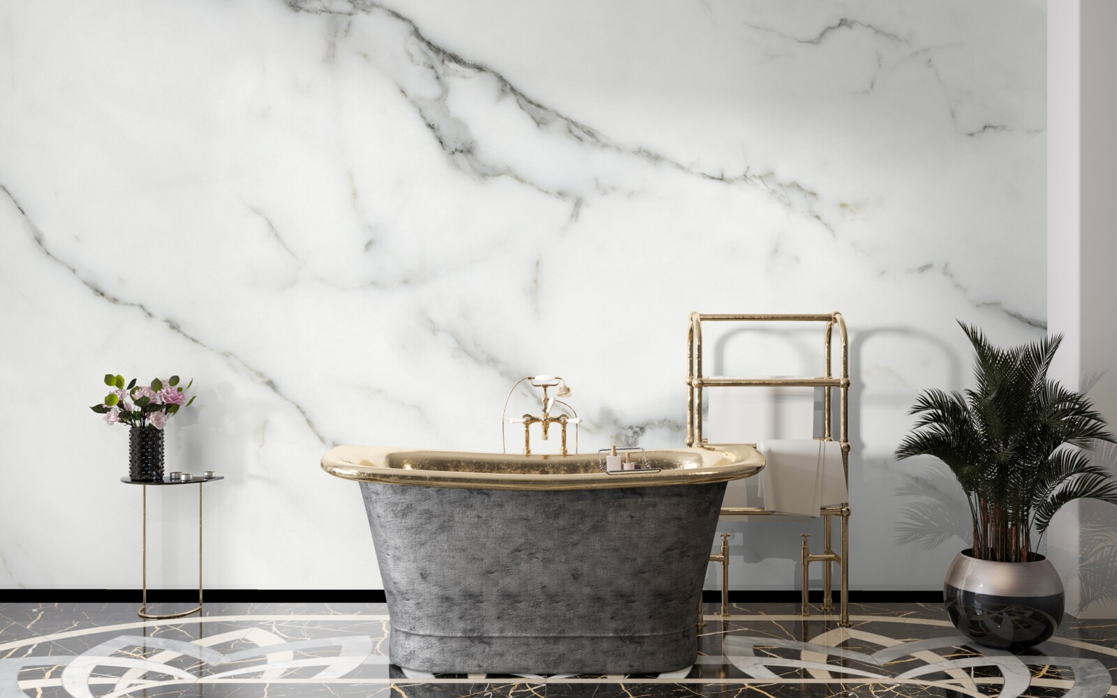 Фотошпалери білий мармуровий фон