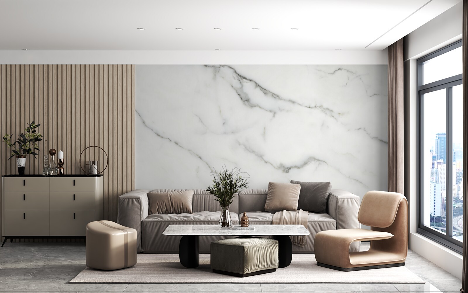 Фотошпалери білий мармуровий фон