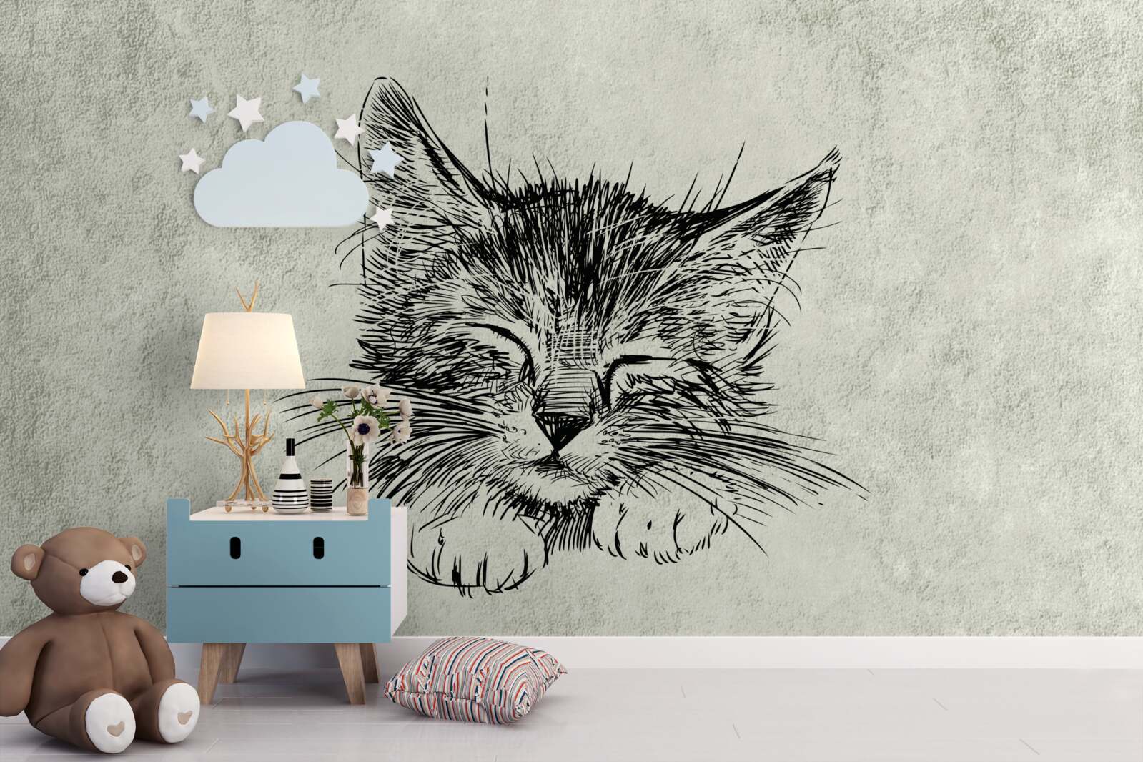 Фотошпалери на фото зображений кіт із заплющеними очима