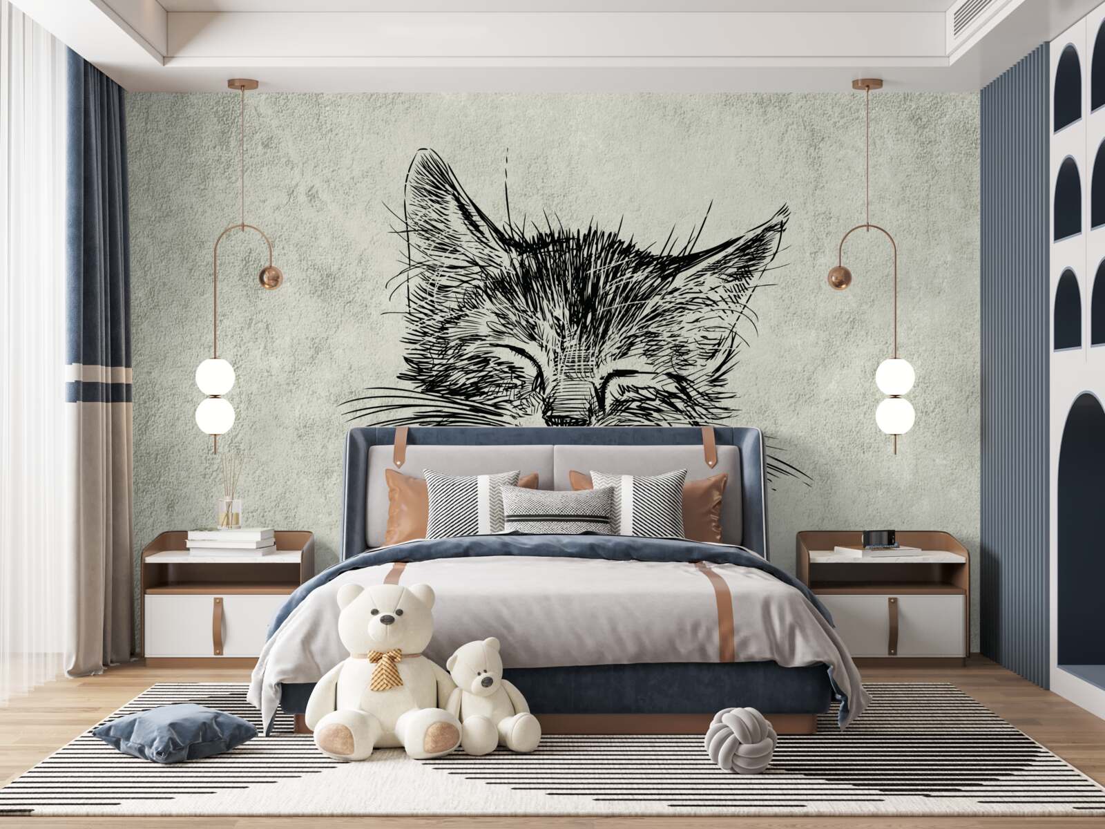 Фотошпалери на фото зображений кіт із заплющеними очима