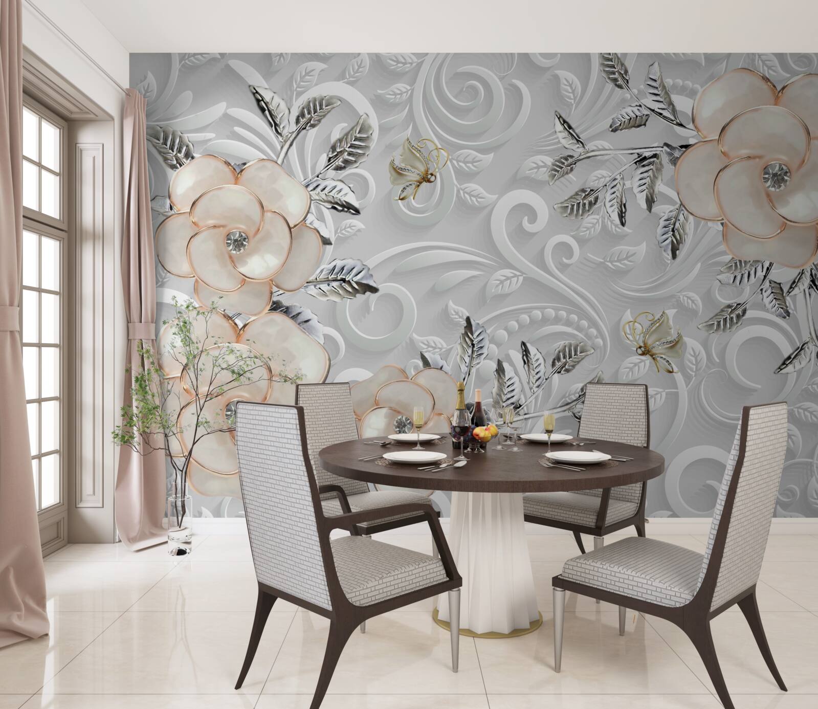 Фотошпалери кремові троянди