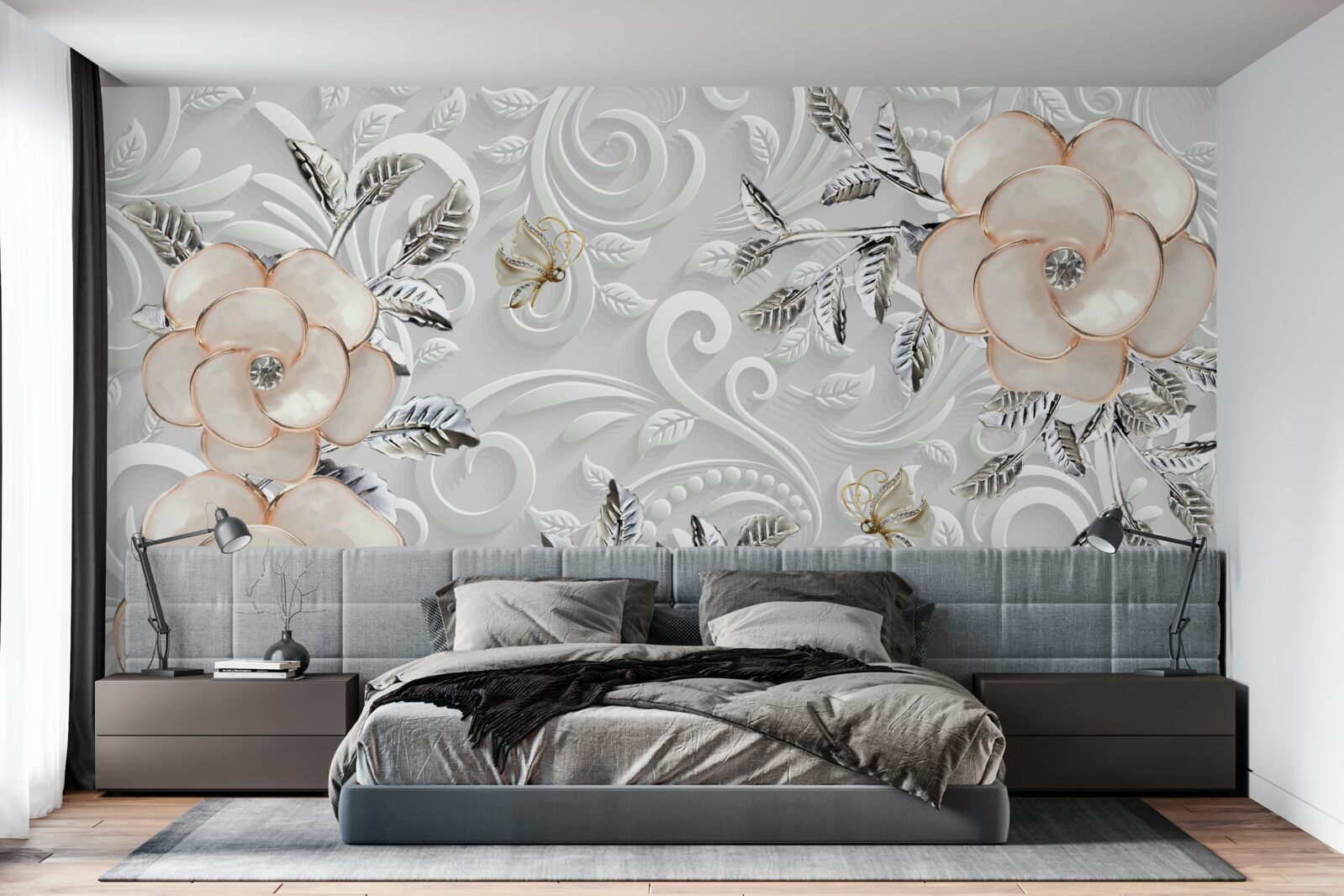 Фотошпалери кремові троянди