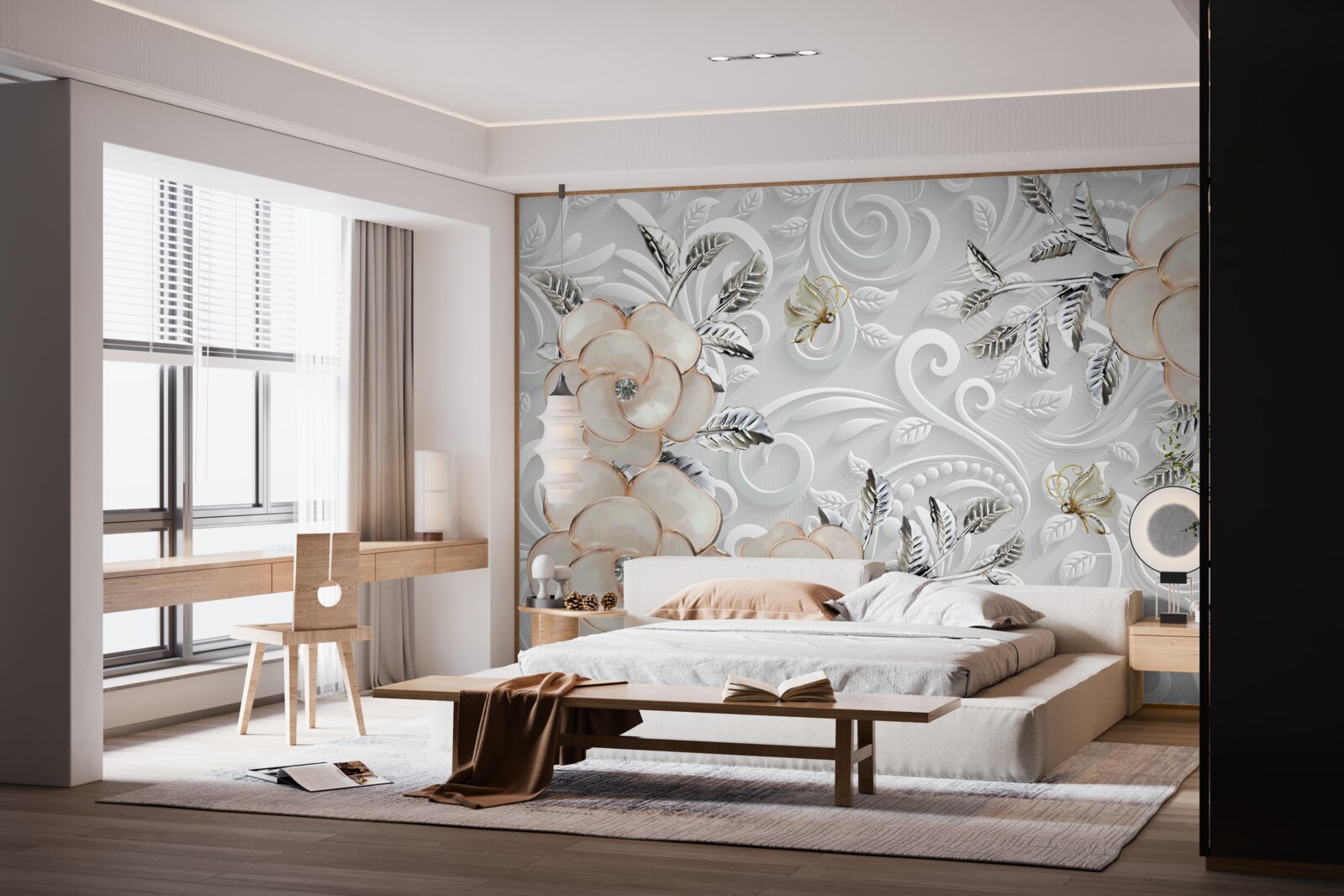 Фотошпалери кремові троянди