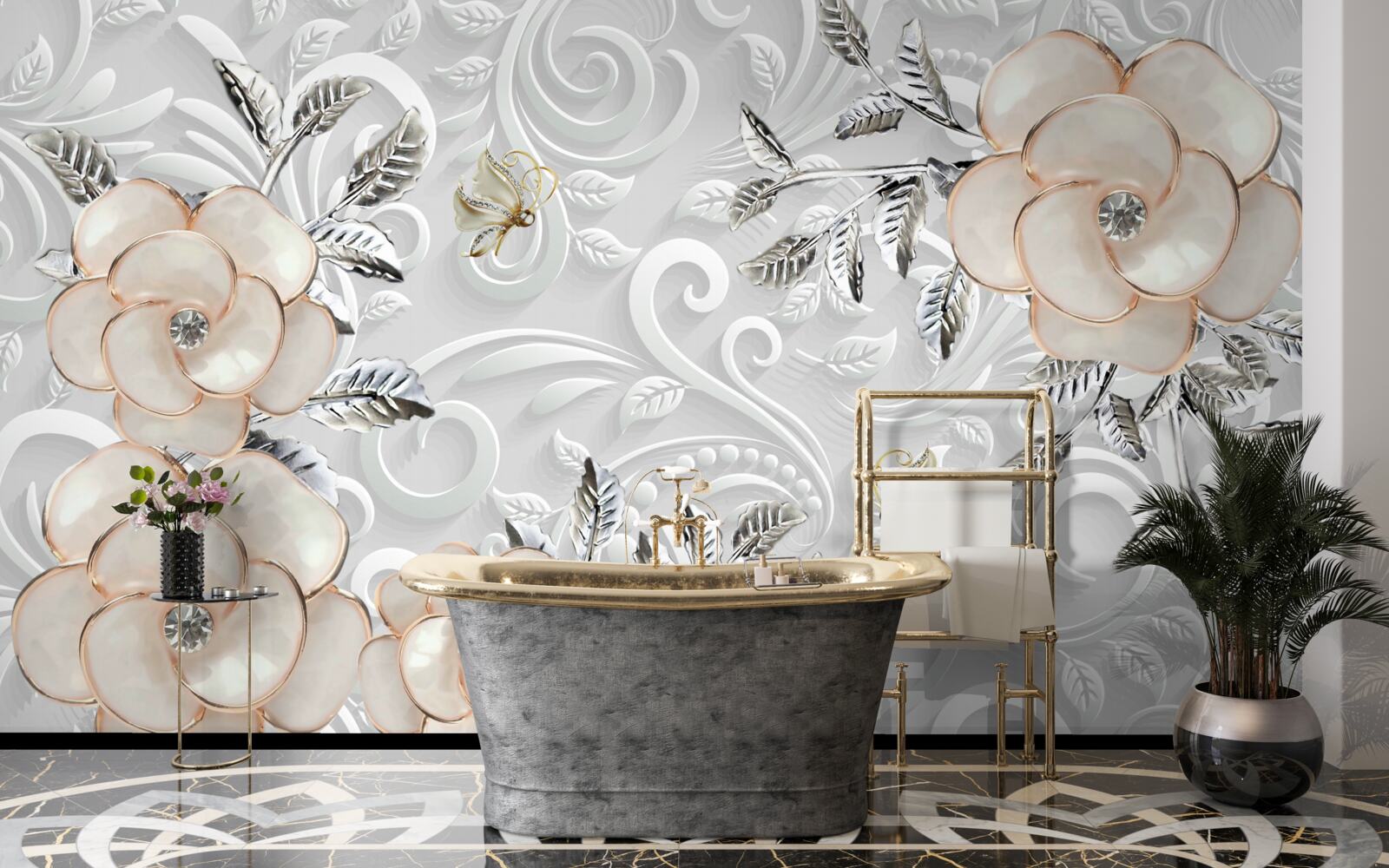 Фотошпалери кремові троянди