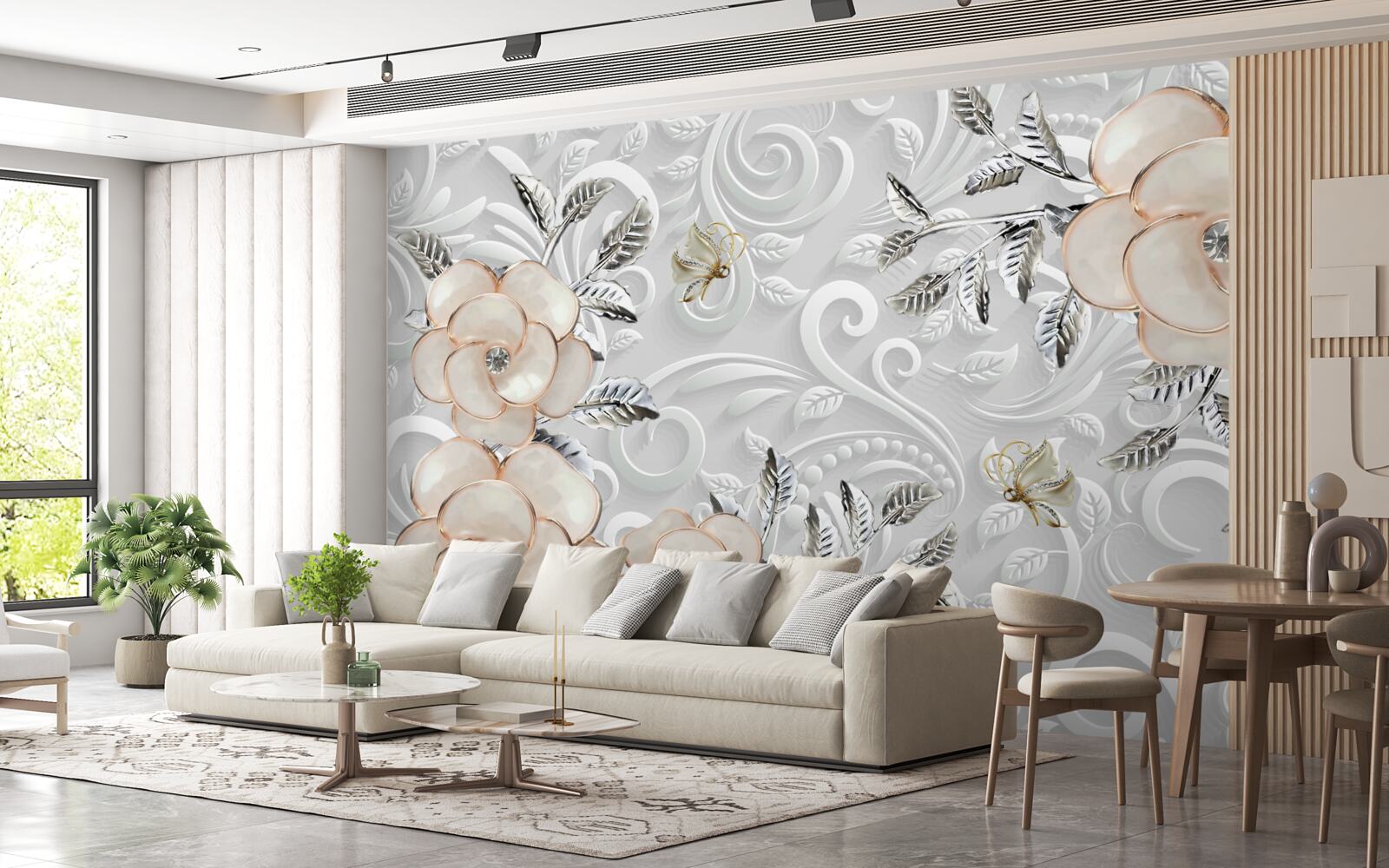 Фотошпалери кремові троянди