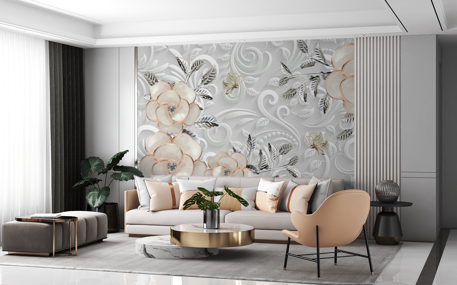 Фотошпалери кремові троянди