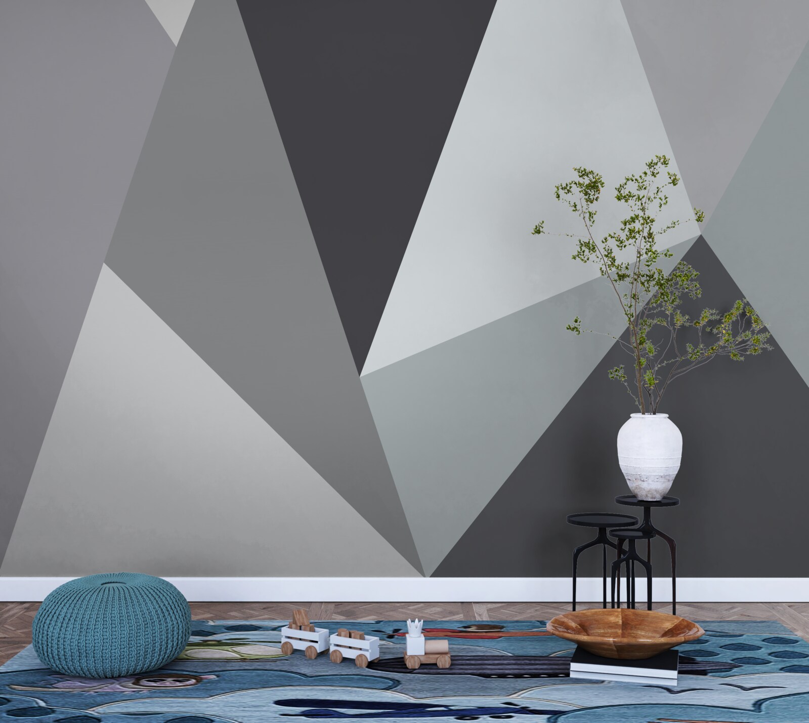 Фотошпалери сіра геометрична абстракція