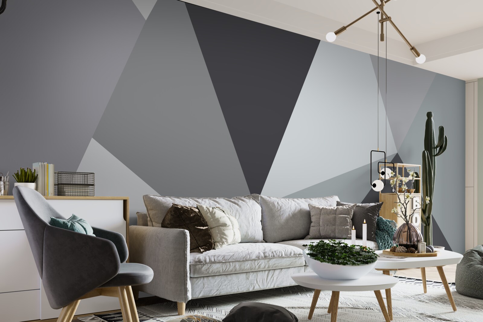 Фотошпалери сіра геометрична абстракція