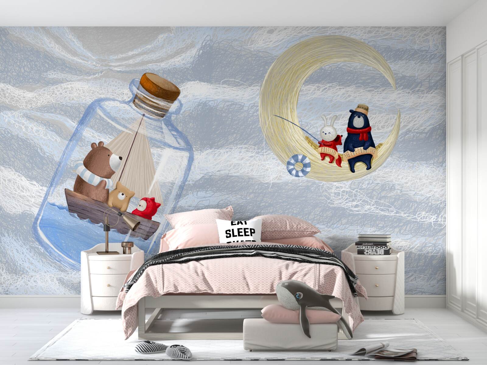 Фотошпалери місячні та пляшкові тварини