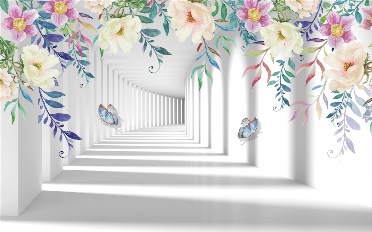 Фотошпалери рослини вздовж довгого коридору