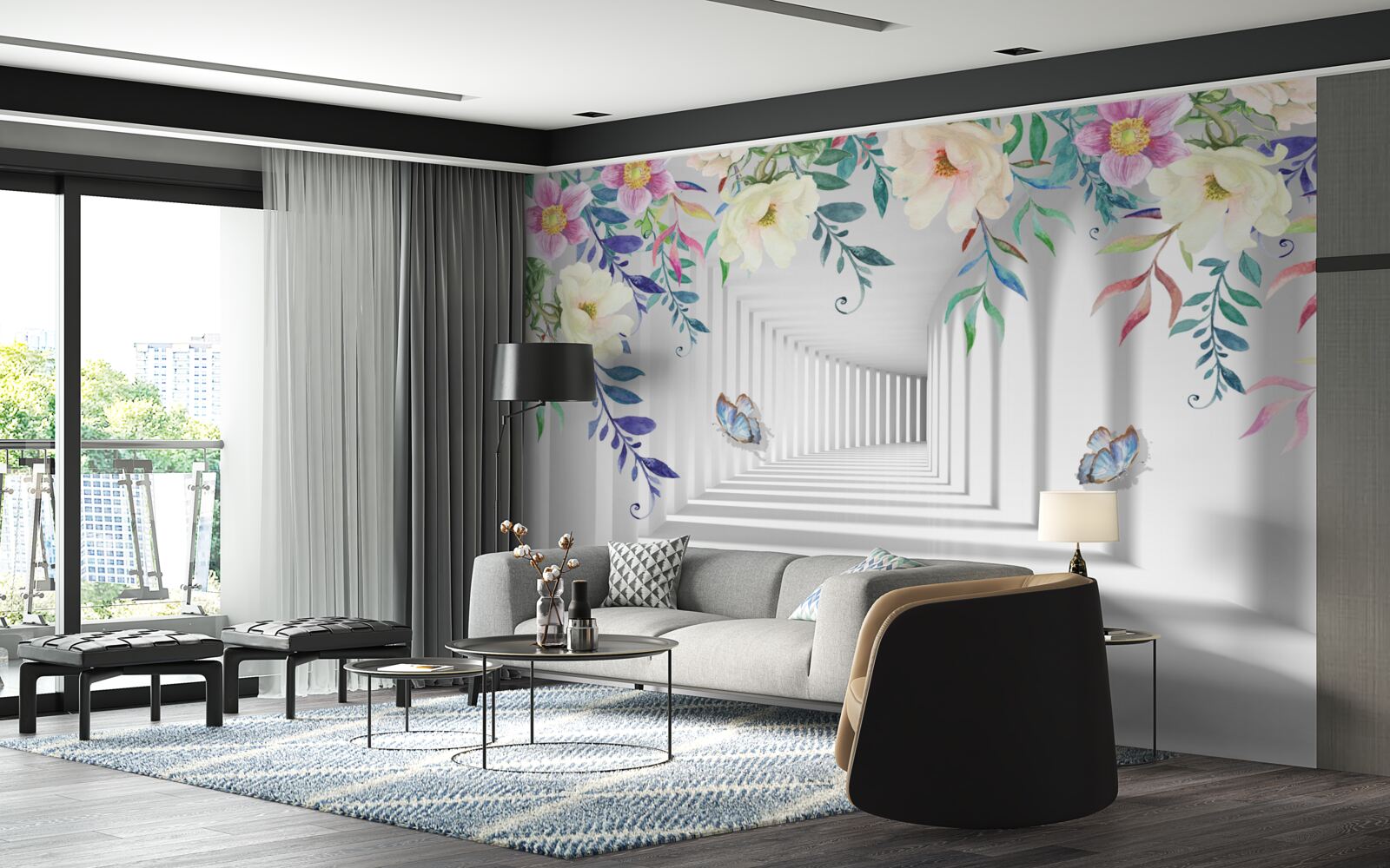 Фотошпалери рослини вздовж довгого коридору