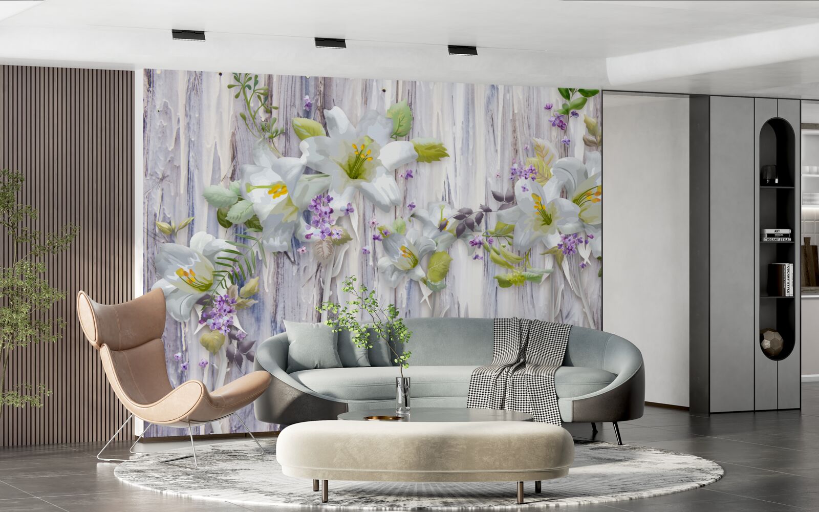 Фотошпалери білі лілії виділяються на тлі всіх видів квітів