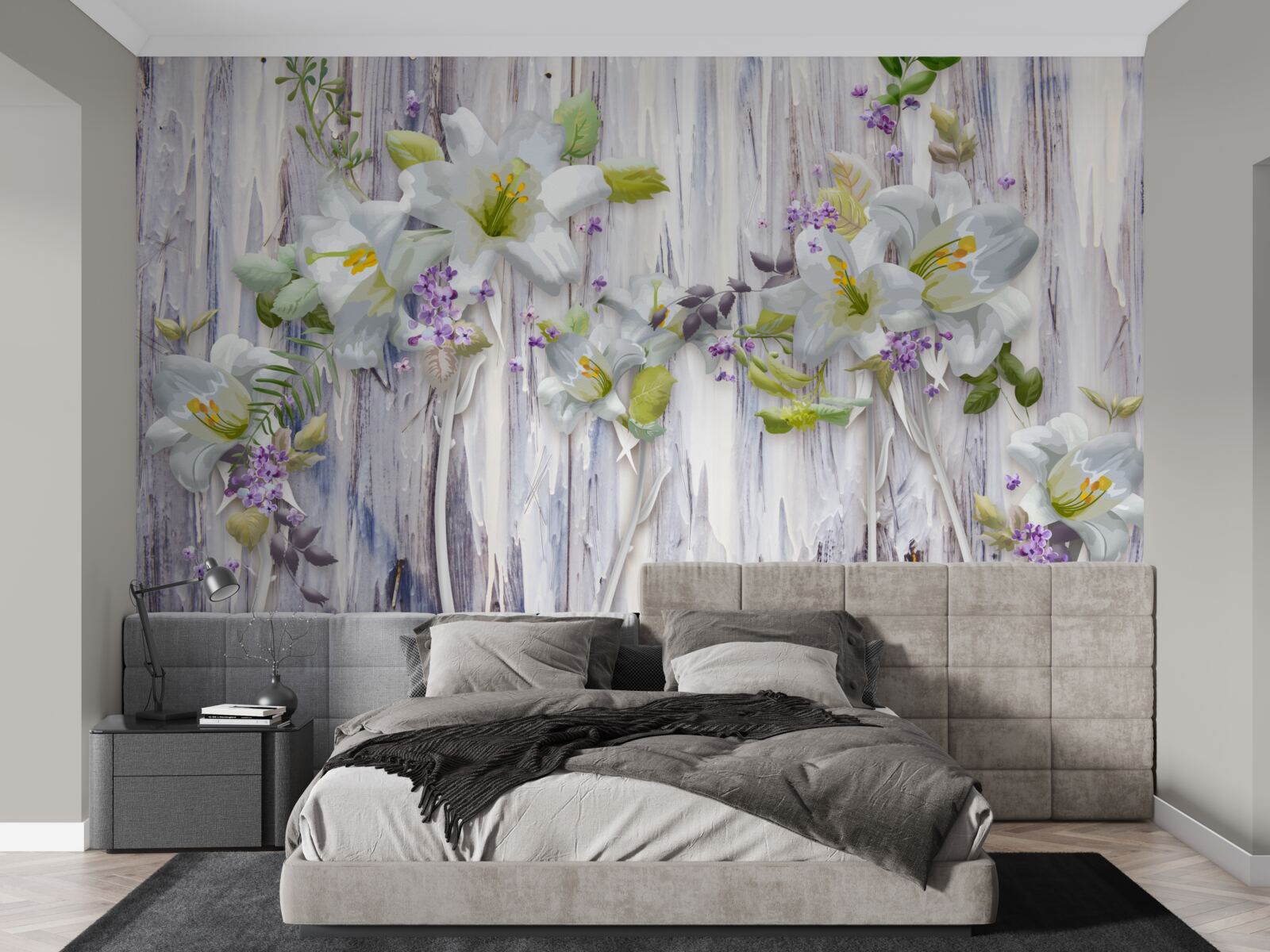 Фотошпалери білі лілії виділяються на тлі всіх видів квітів