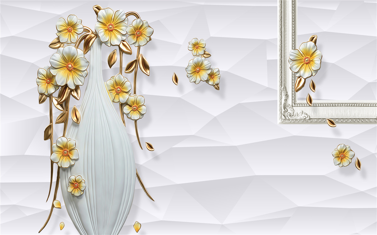 Фотошпалери висока, яскрава ваза з квітами