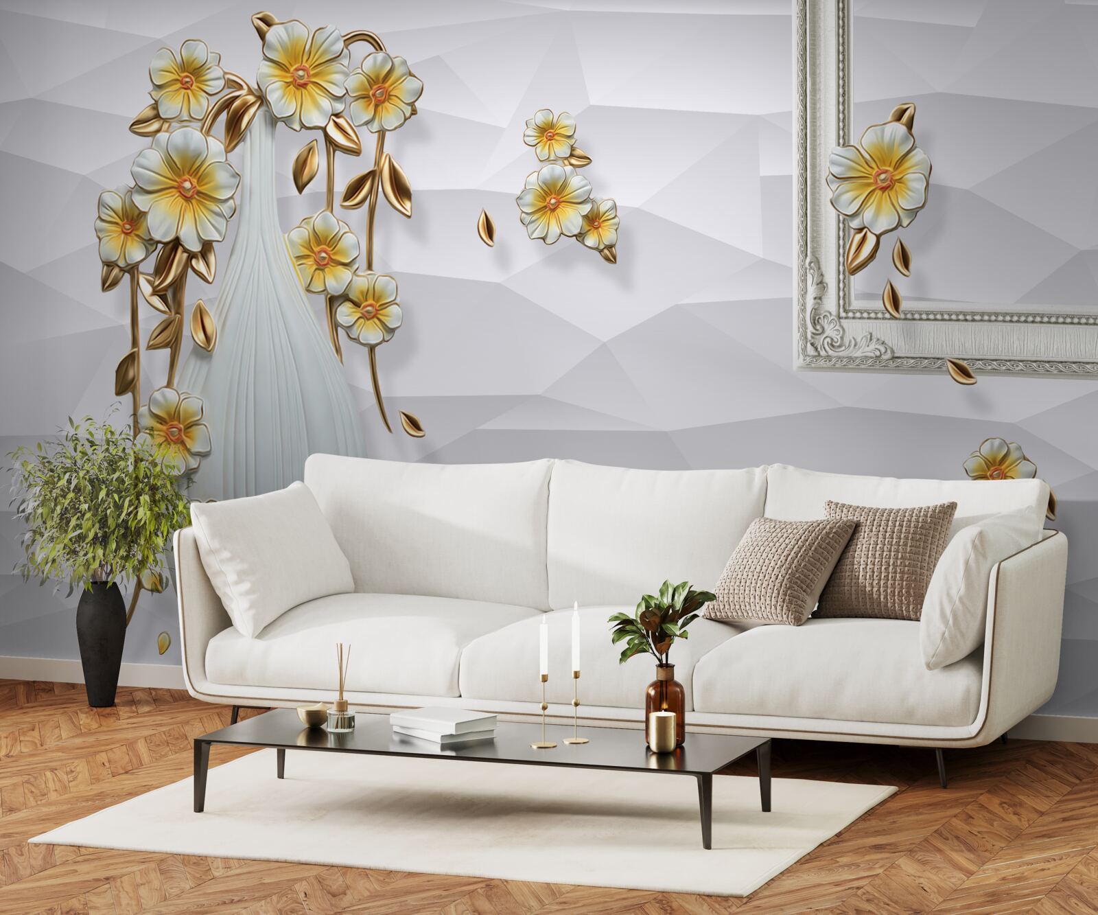 Фотошпалери висока, яскрава ваза з квітами