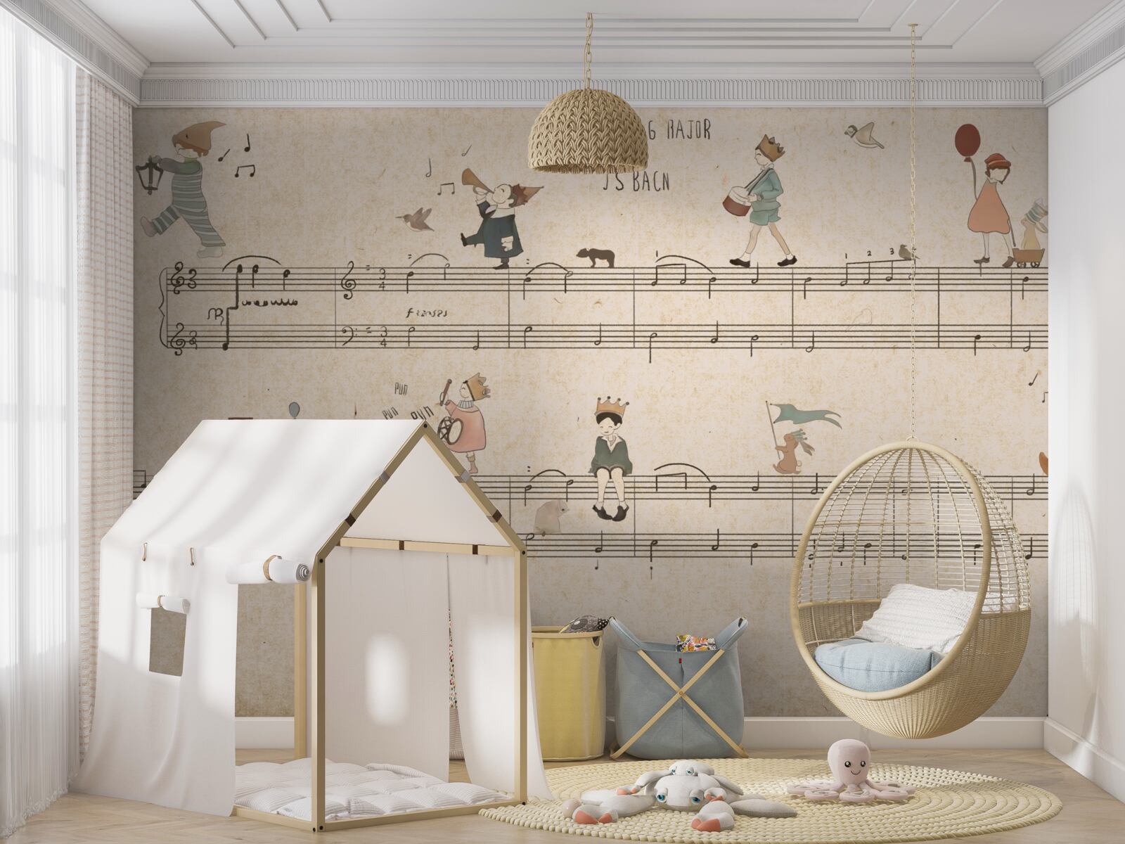 Фотошпалери діти рухаються по музичним лініям