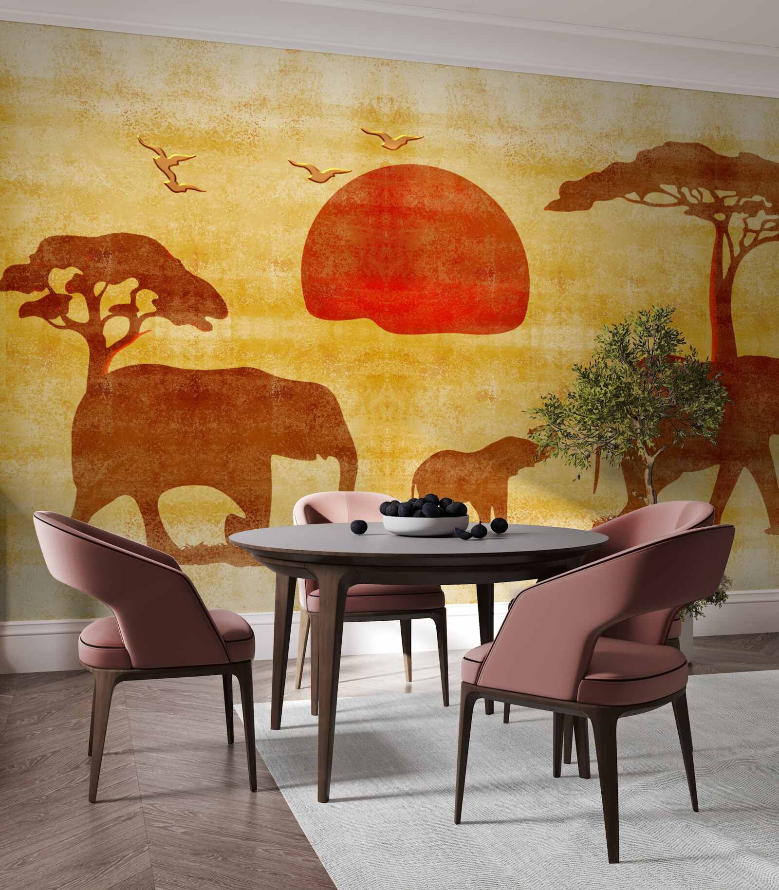 Фотошпалери родина африканських слонів