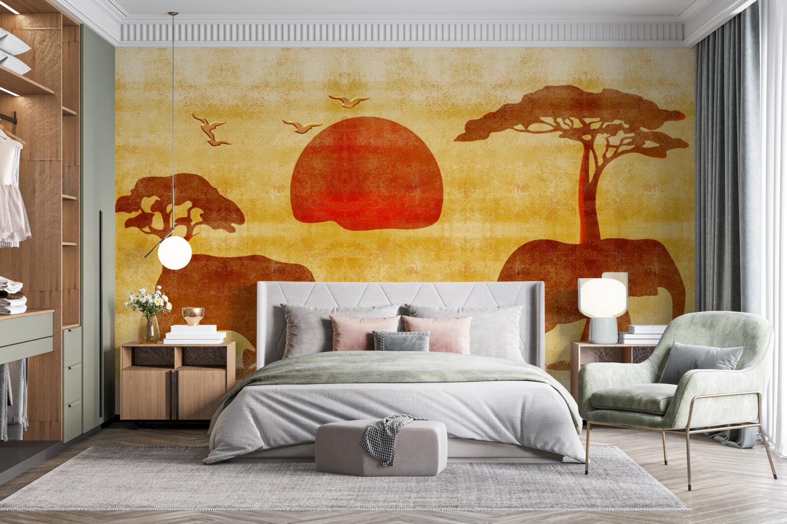 Фотошпалери родина африканських слонів