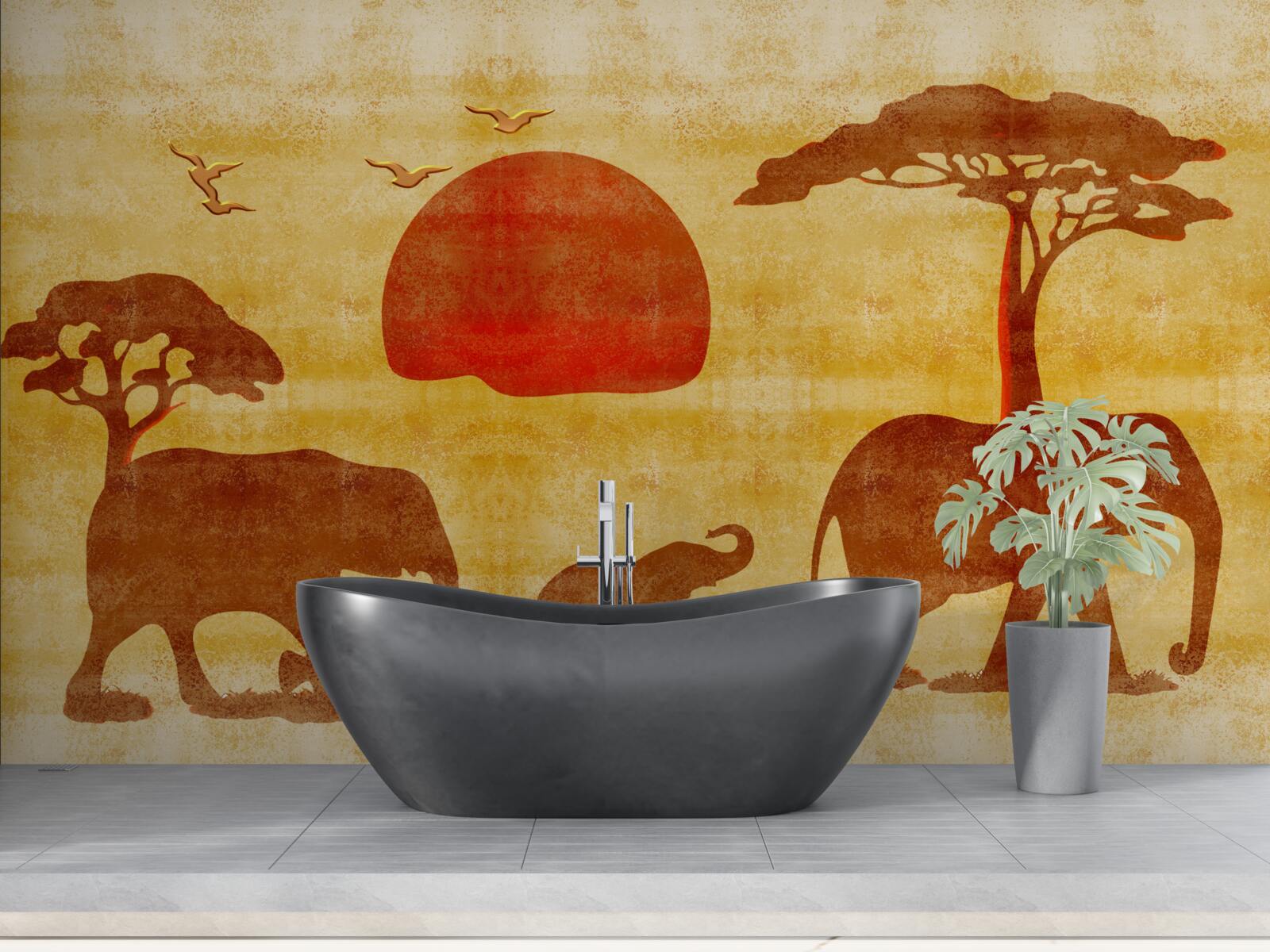 Фотошпалери родина африканських слонів