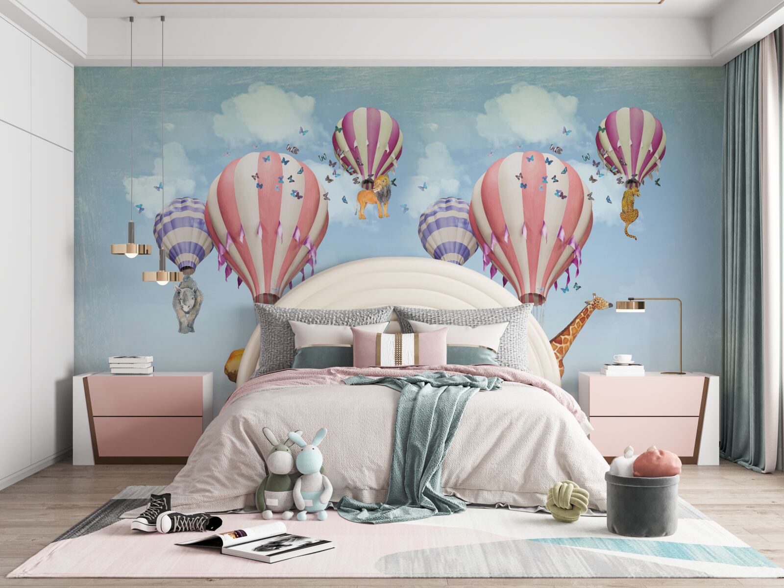 Фотошпалери тварини прикріплені до повітряних кульок