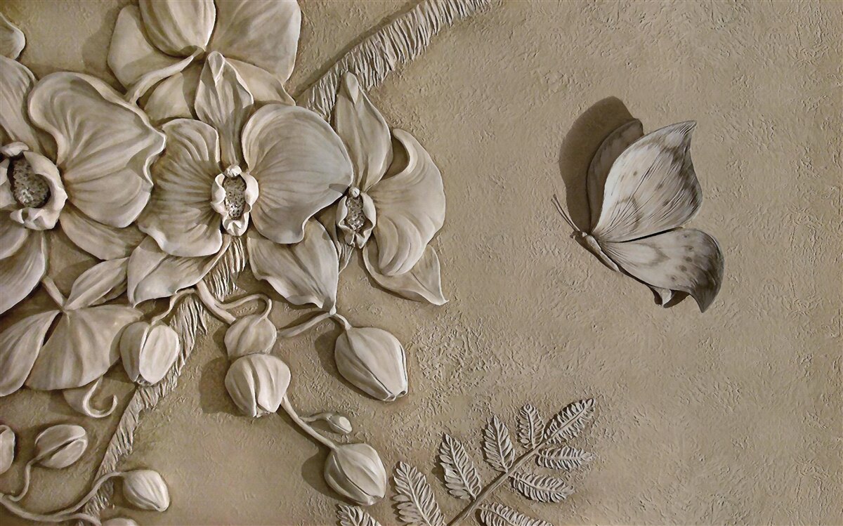 Фотошпалери квіти та метелики 3d