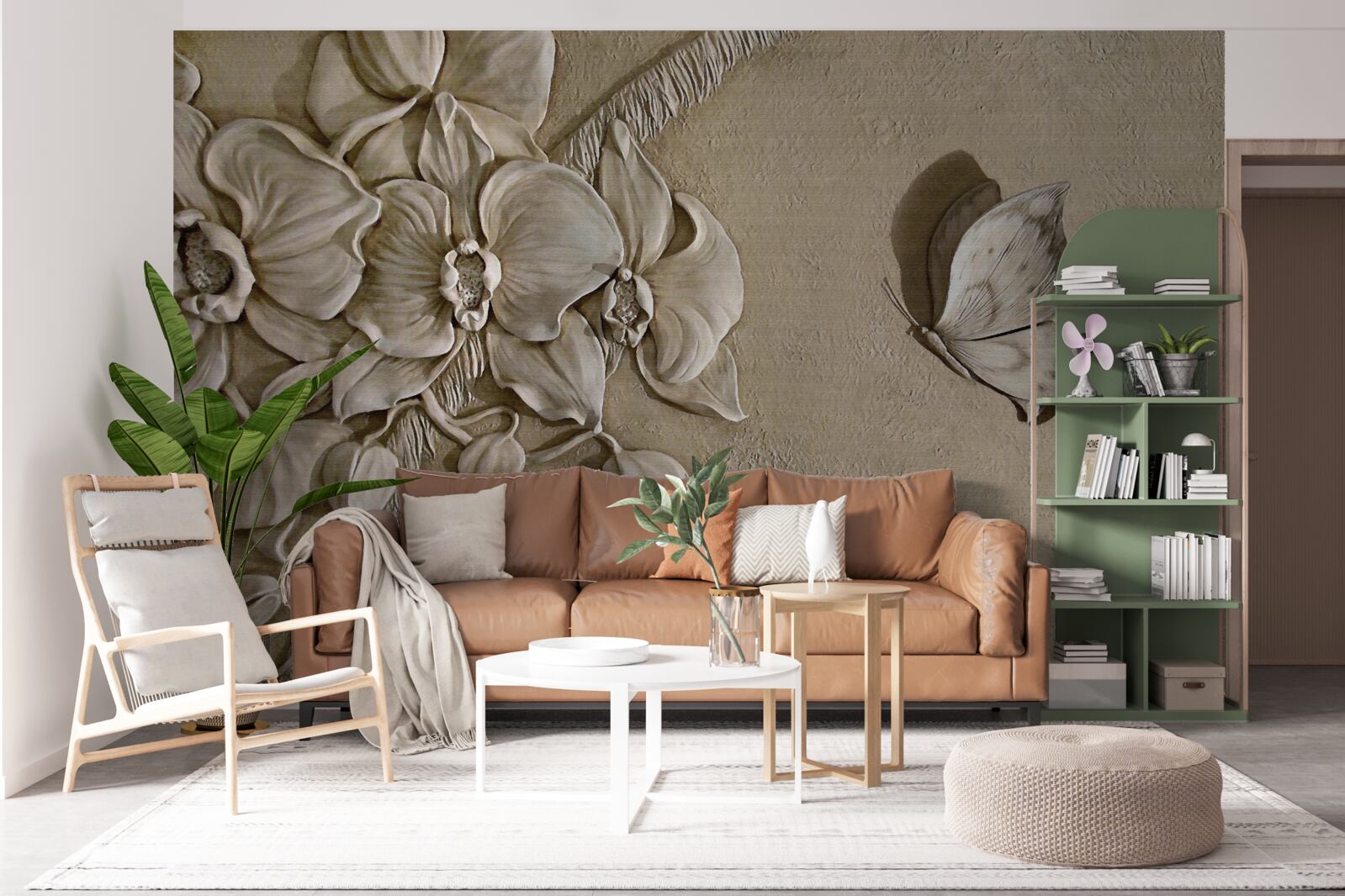 Фотошпалери квіти та метелики 3d