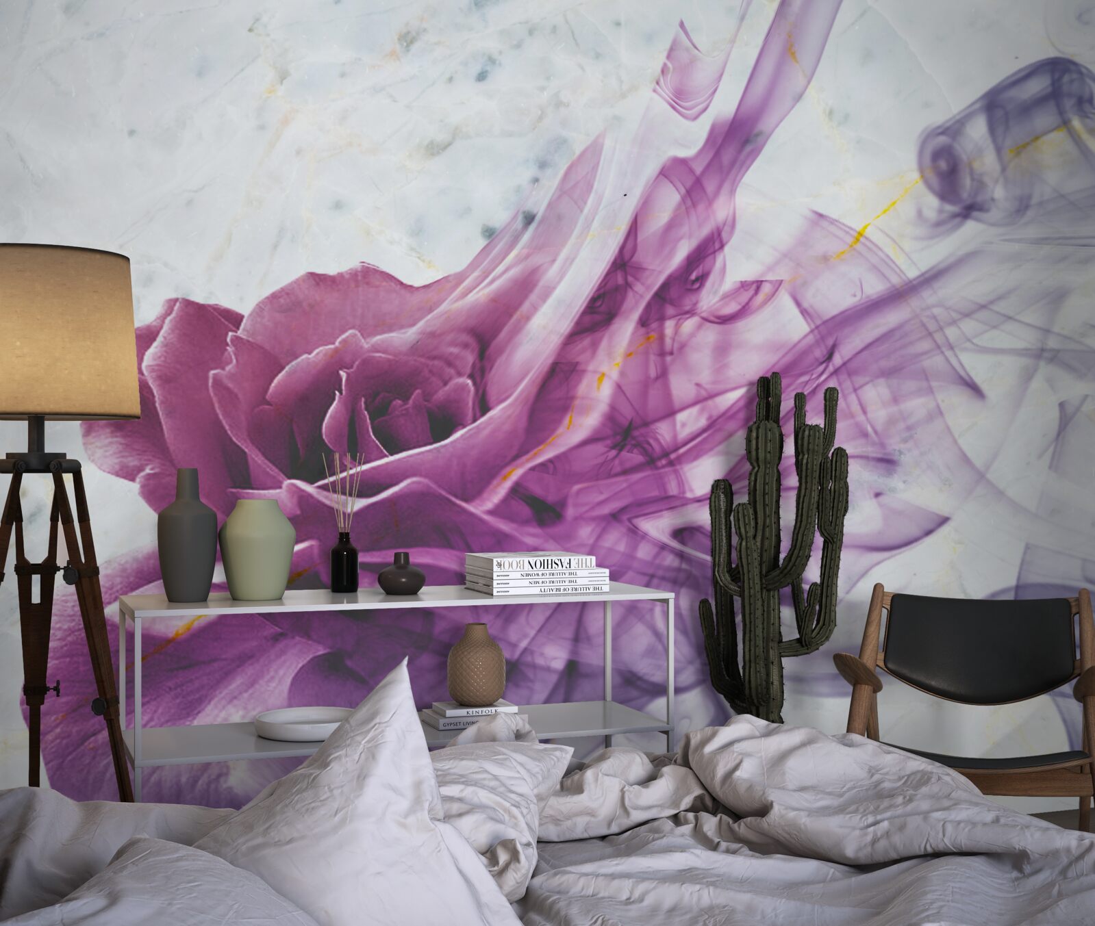 Фотошпалери туман з фіалкової квітки