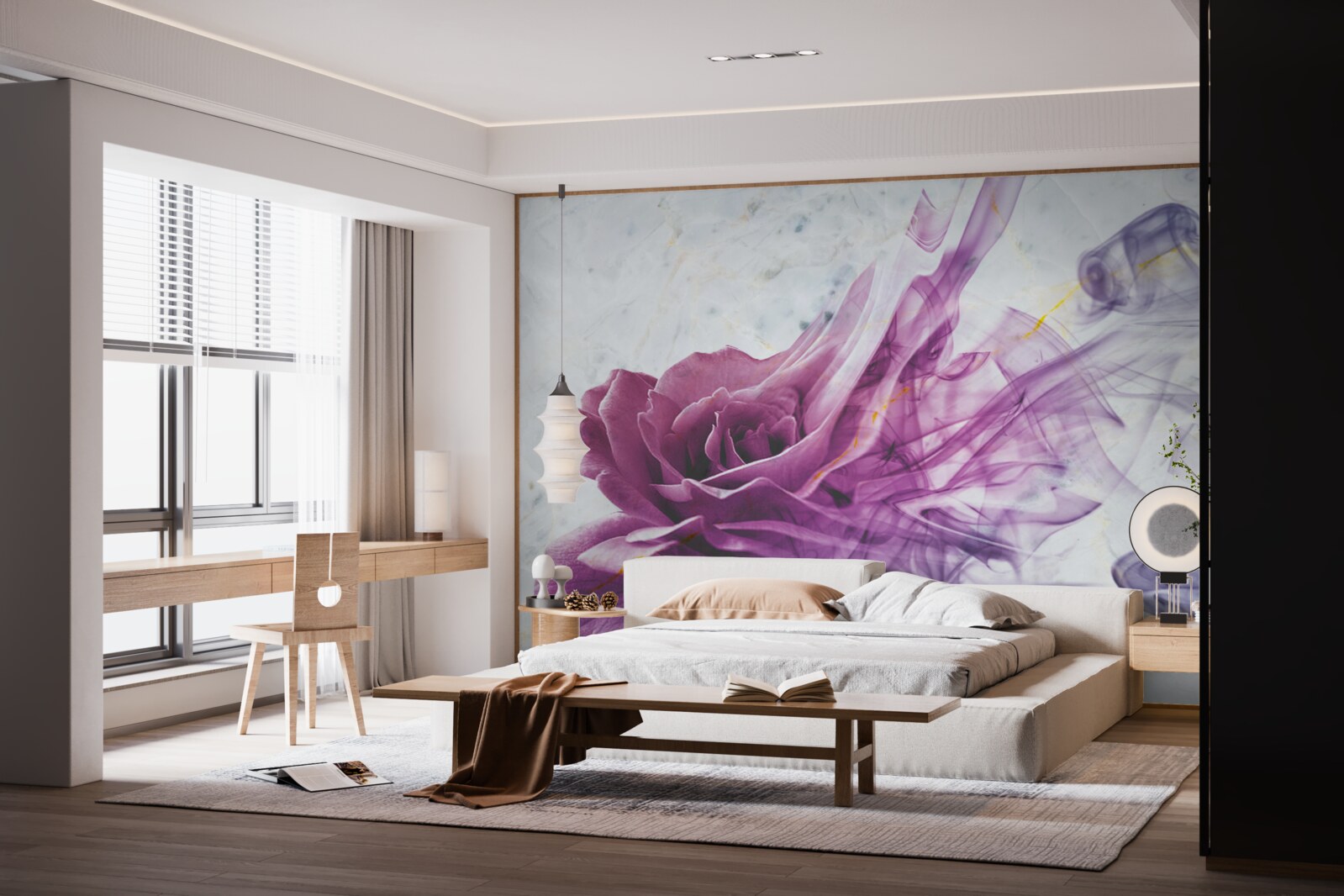 Фотошпалери туман з фіалкової квітки