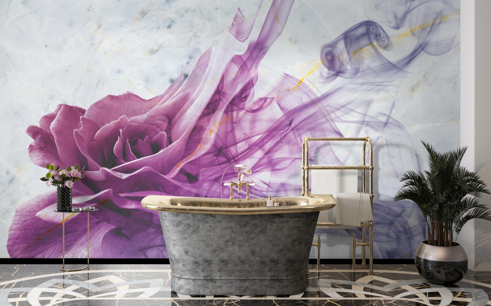 Фотошпалери туман з фіалкової квітки