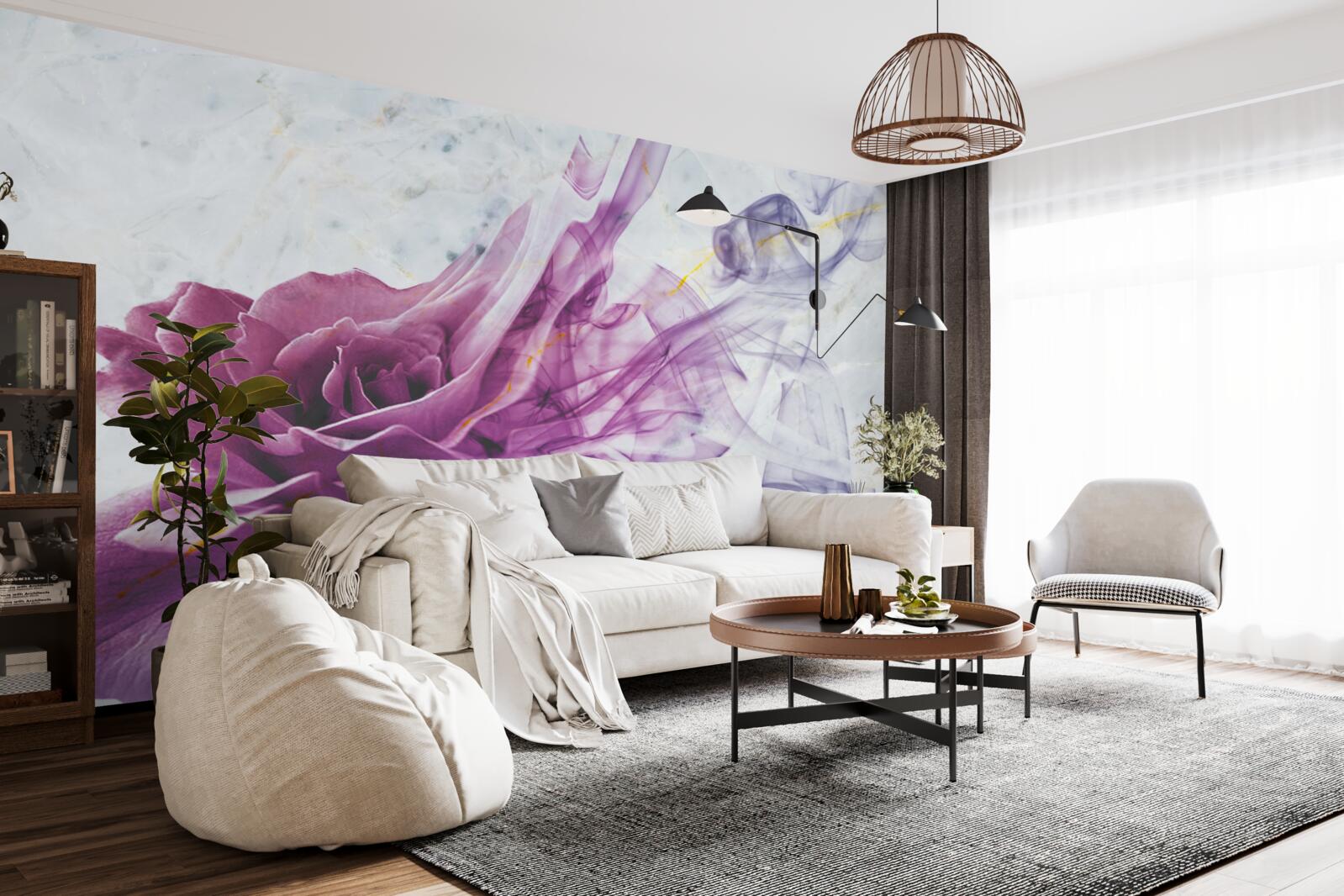 Фотошпалери туман з фіалкової квітки