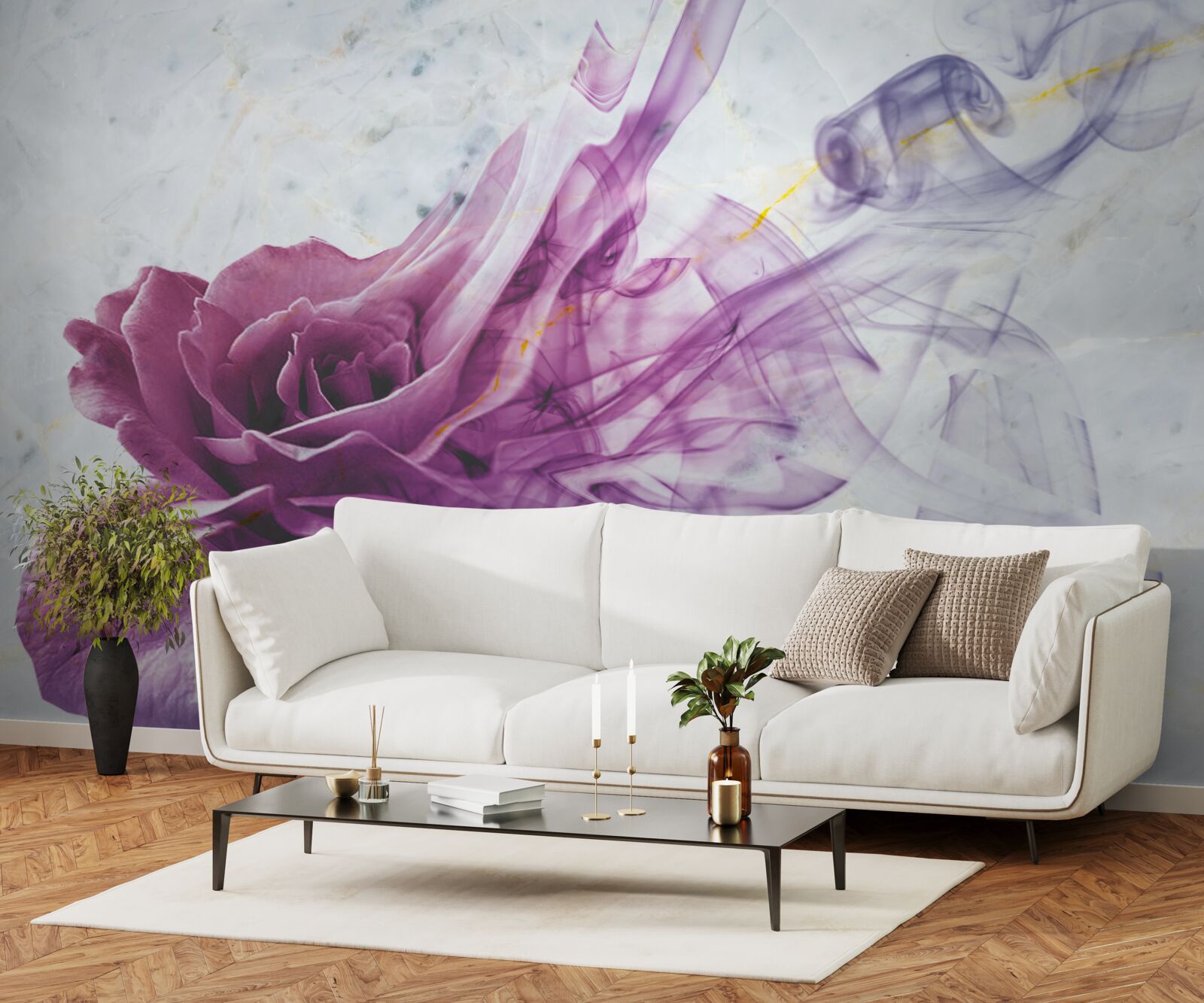 Фотошпалери туман з фіалкової квітки