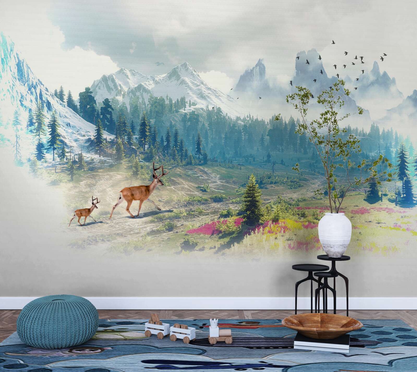 Фотошпалери олені блукають горами