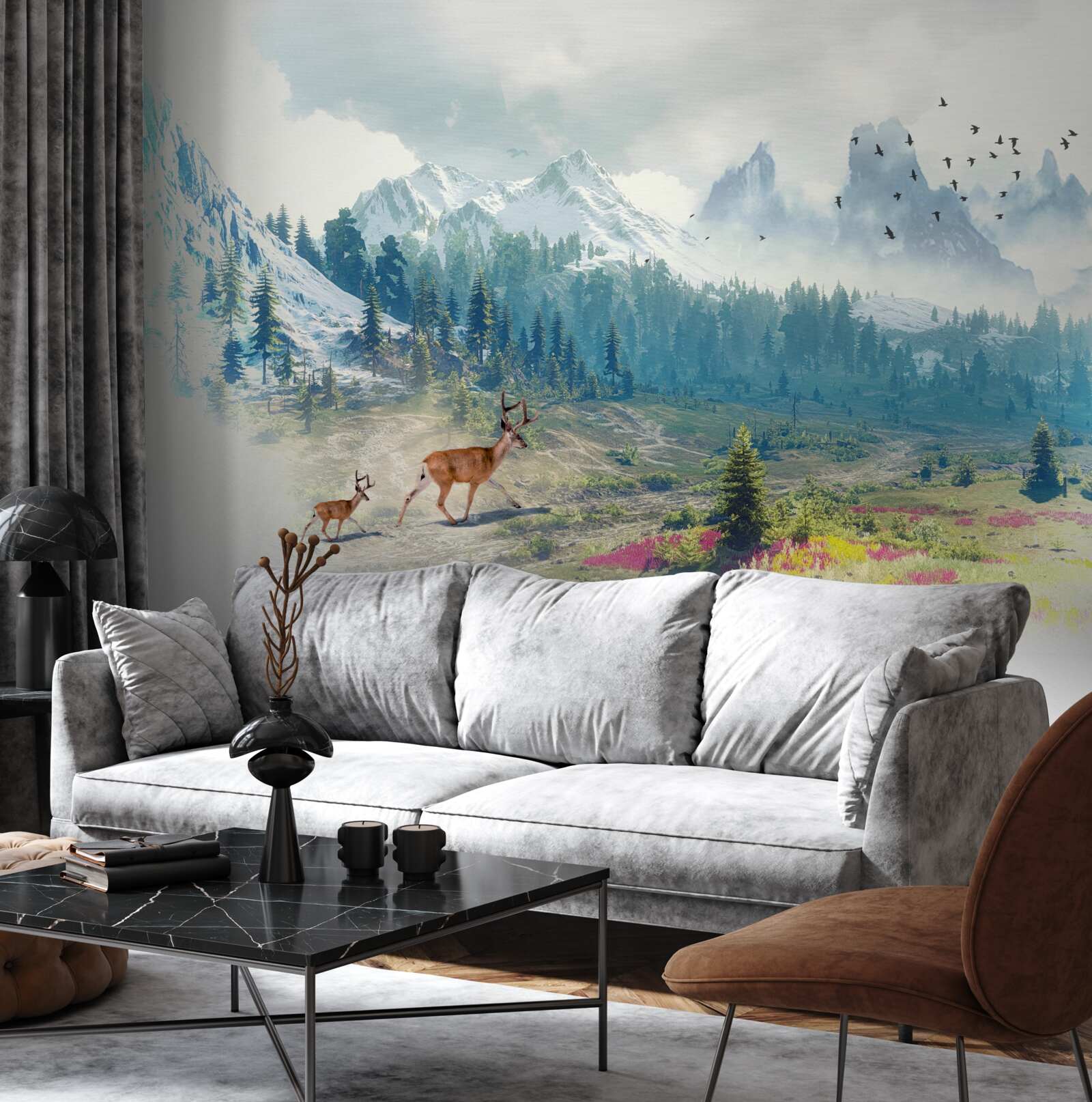 Фотошпалери олені блукають горами