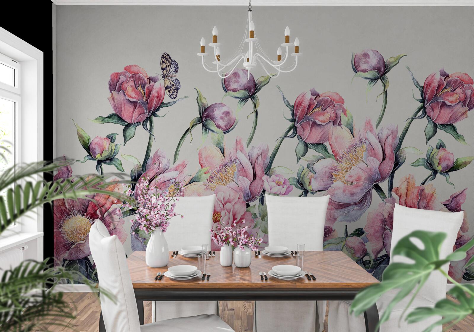 Фотошпалери квіти різних відтінків рожевого