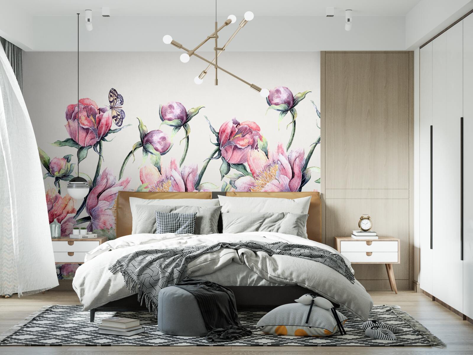 Фотошпалери квіти різних відтінків рожевого