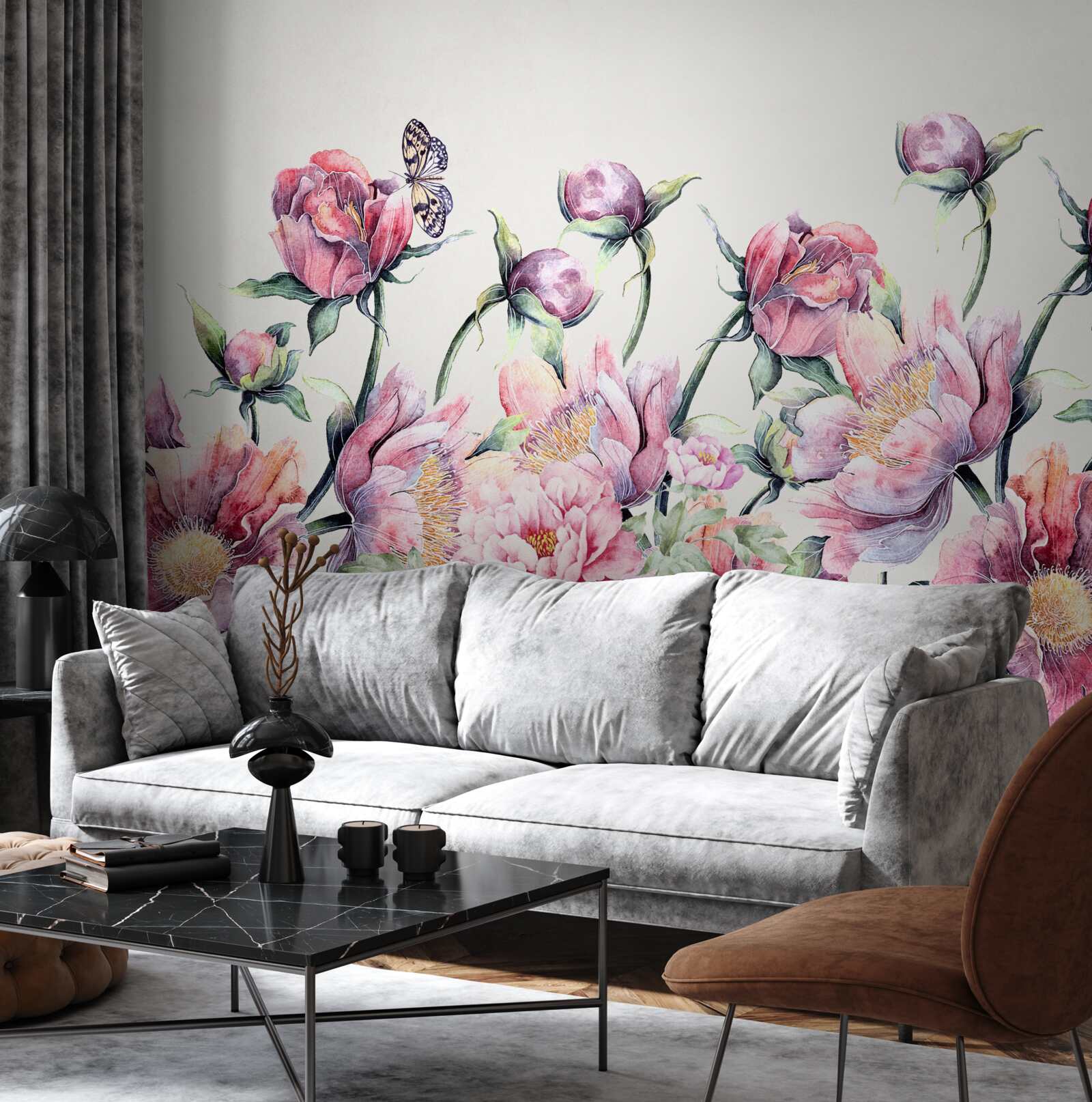 Фотошпалери квіти різних відтінків рожевого