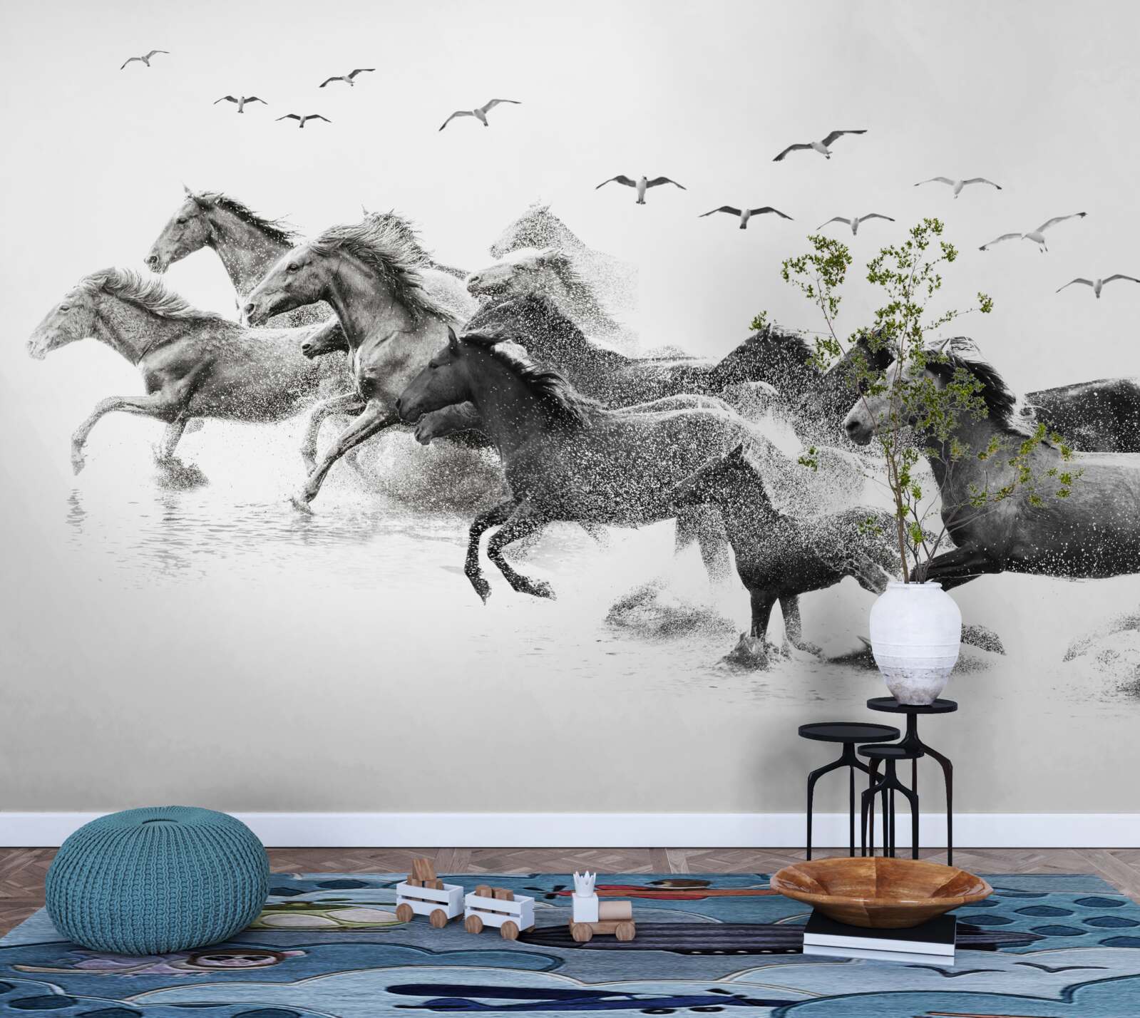 Фотошпалери багато коней, що скачуть