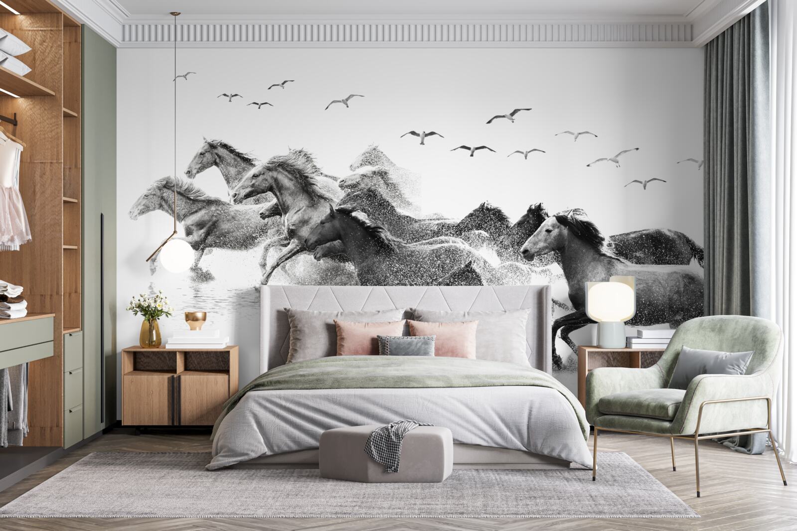 Фотошпалери багато коней, що скачуть