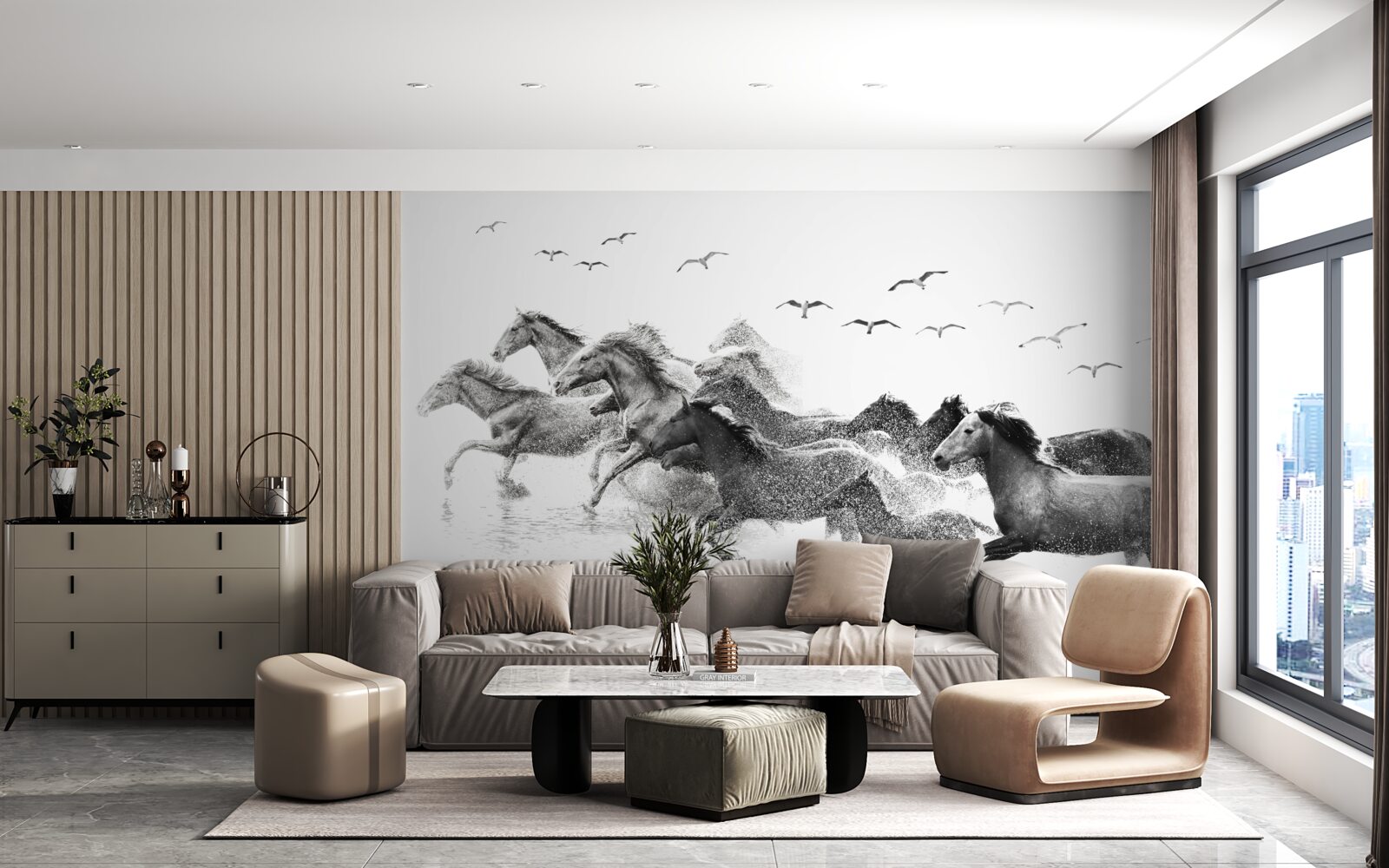 Фотошпалери багато коней, що скачуть