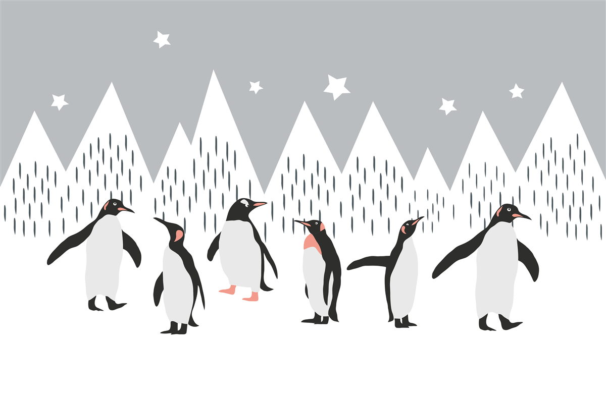 Фотошпалери пінгвіни виходять на прогулянку