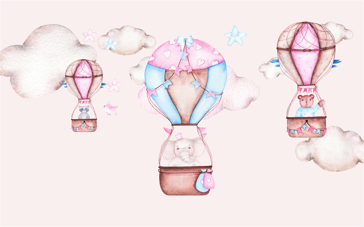 Фотошпалери тварини ковзають у небі на повітряних кулях