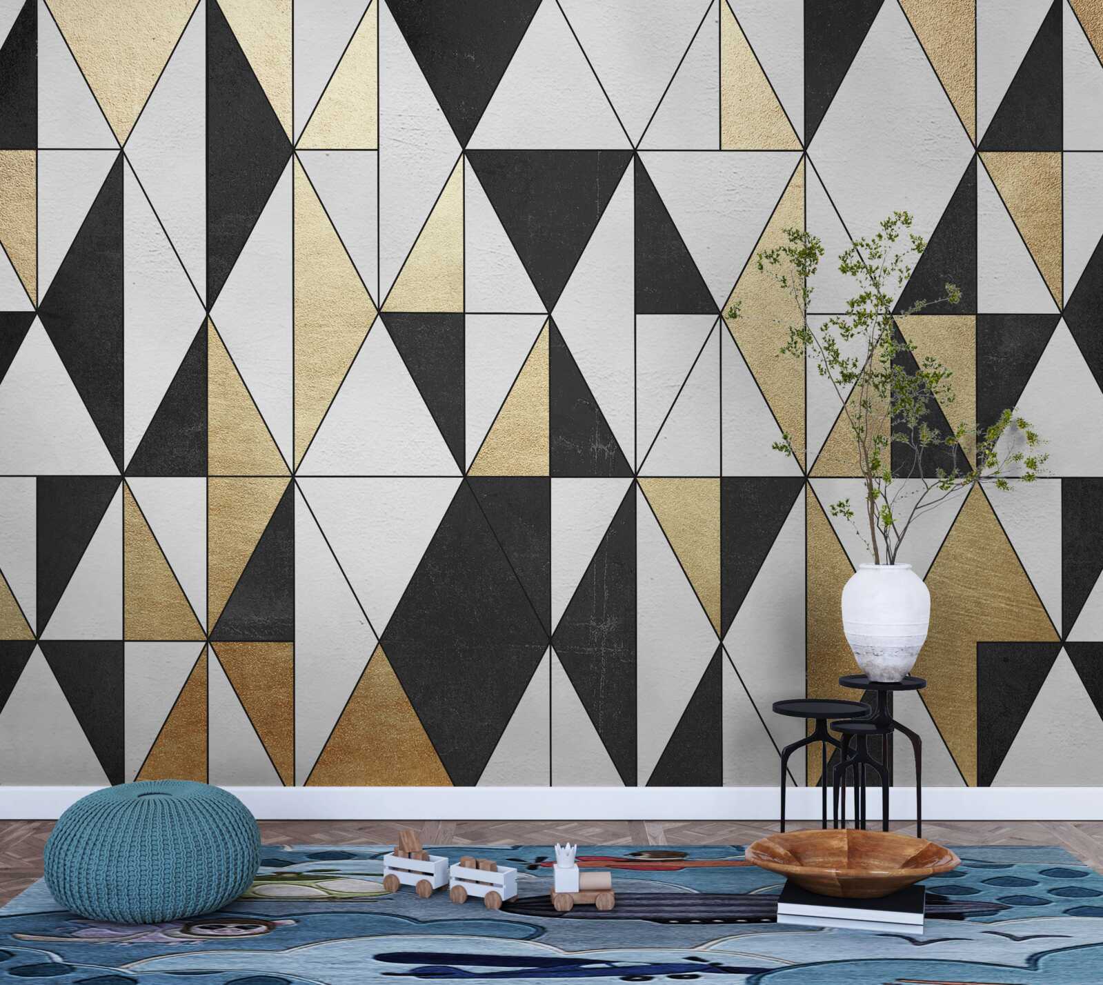 Фотошпалери діаманти в чорному, білому та золотому кольорах