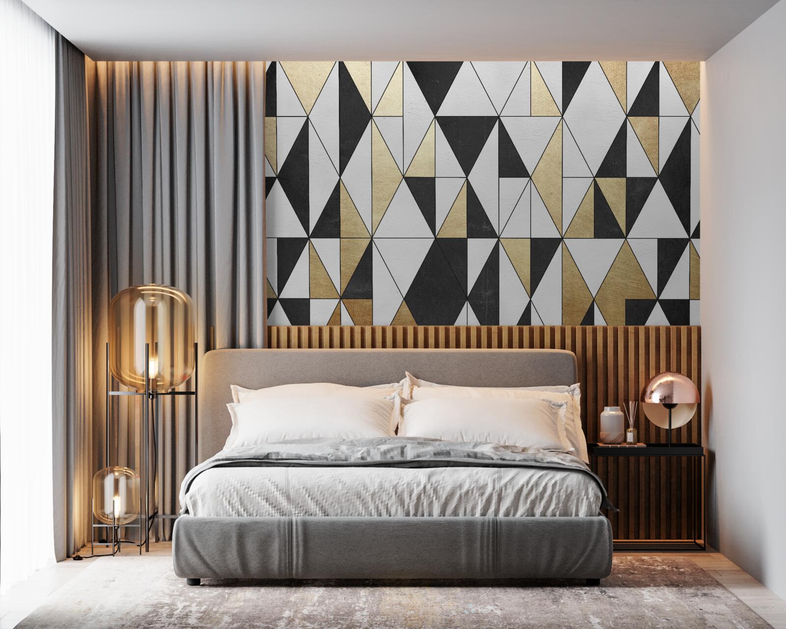 Фотошпалери діаманти в чорному, білому та золотому кольорах