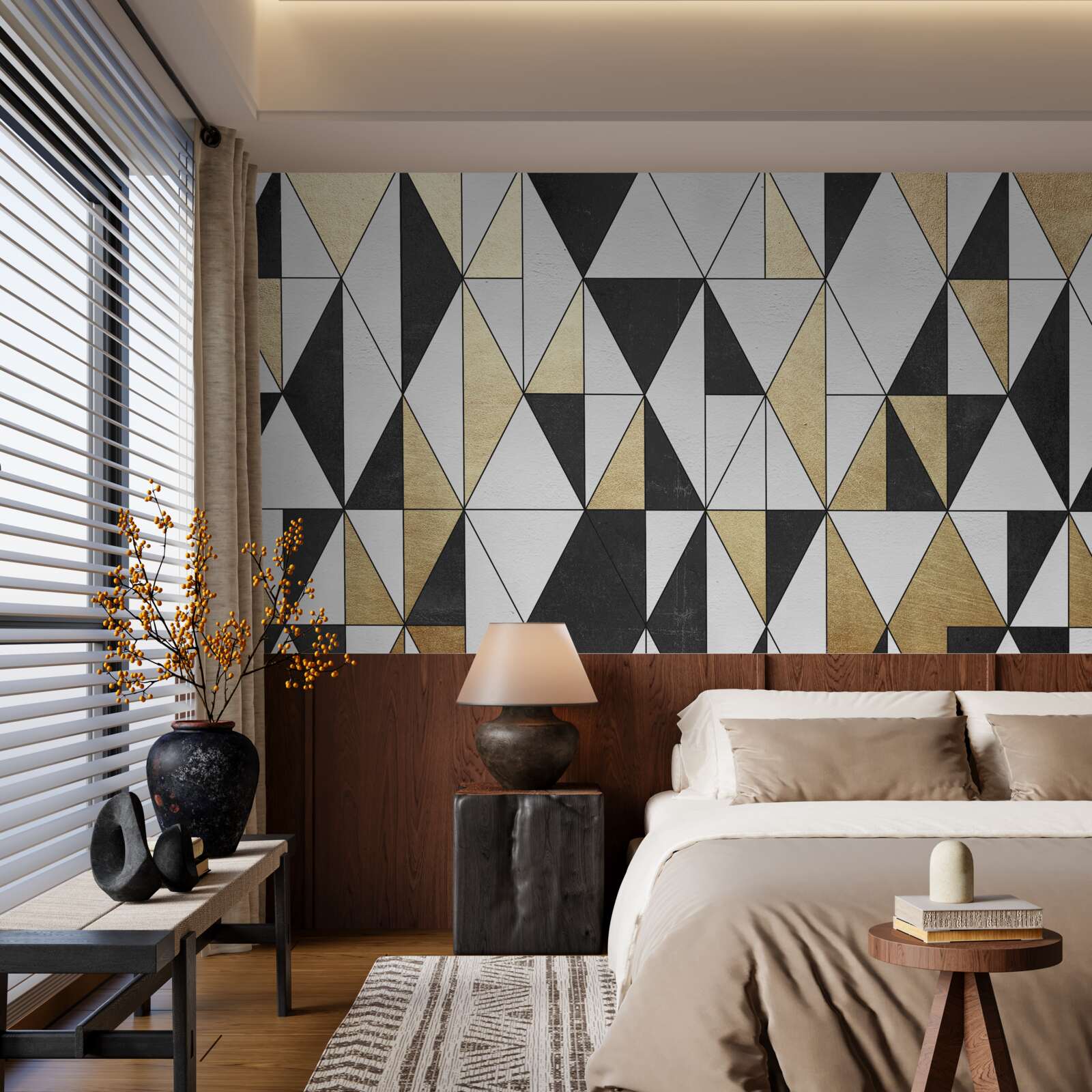 Фотошпалери діаманти в чорному, білому та золотому кольорах